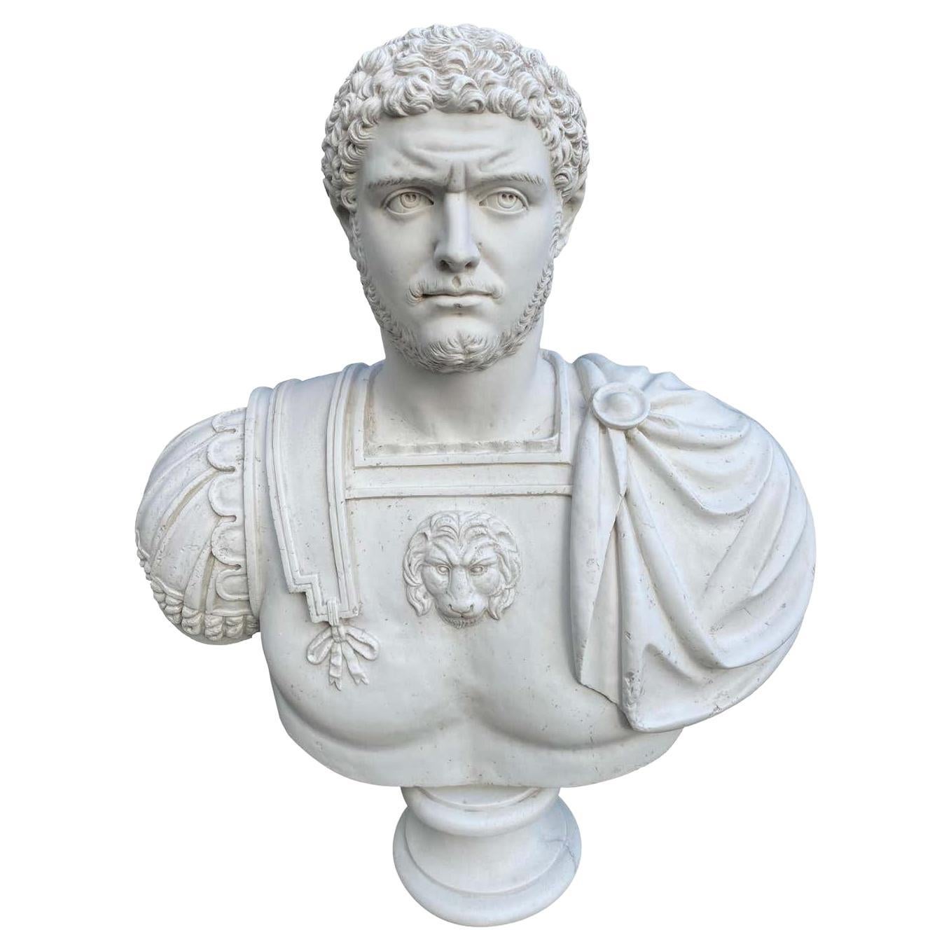 Large Caracalla Roman Emperor Bust Sculpture, 20th Century
