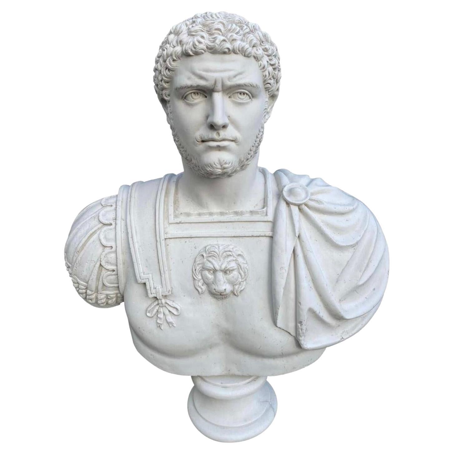 Augustus Caesar as Centurion Large Marble Bust Sculpture, 20th Century