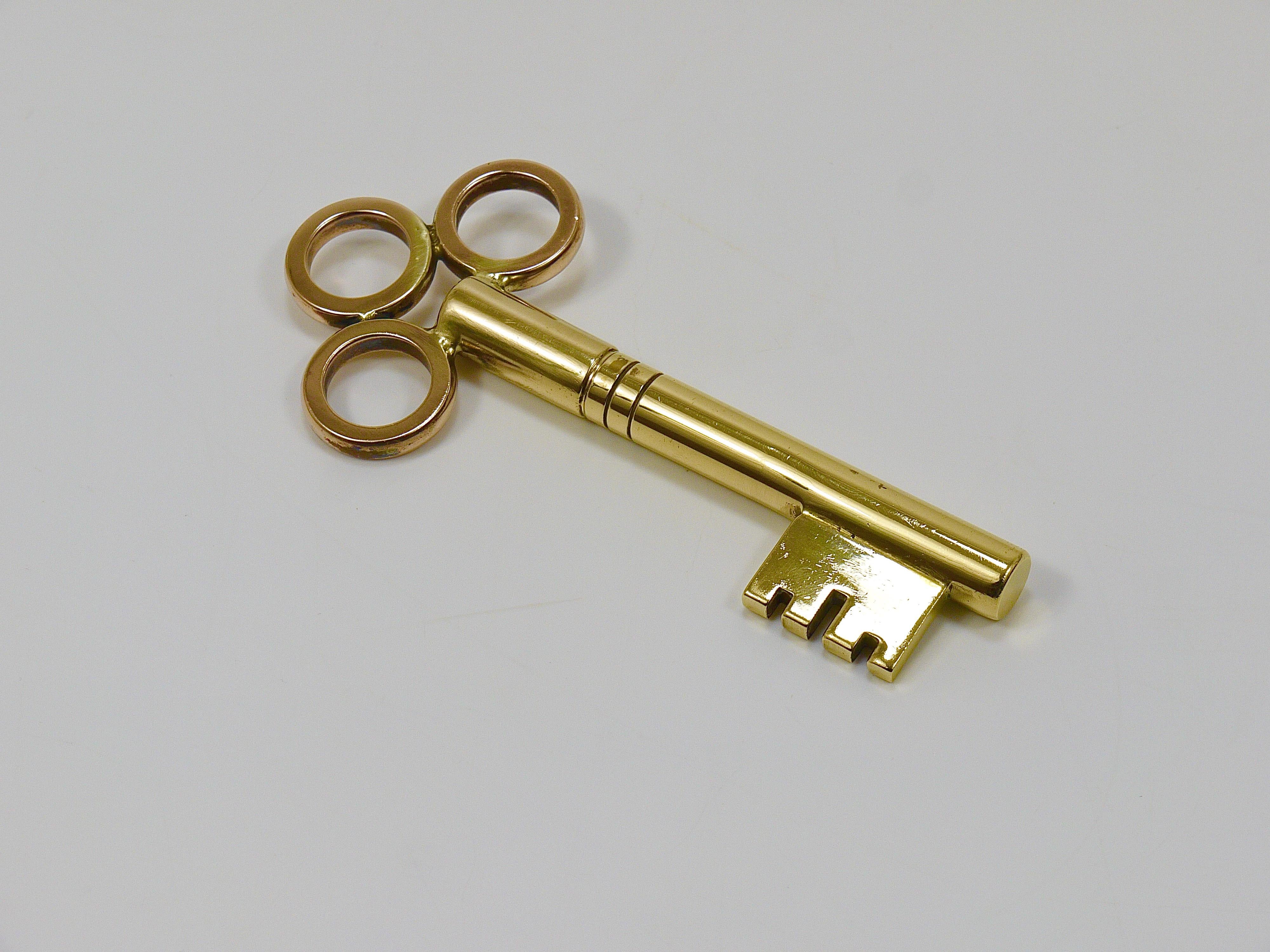 Large Carl Aubock Brass Key Corkscrew Bottle Opener Paperweight, Austria, 1950s For Sale 5