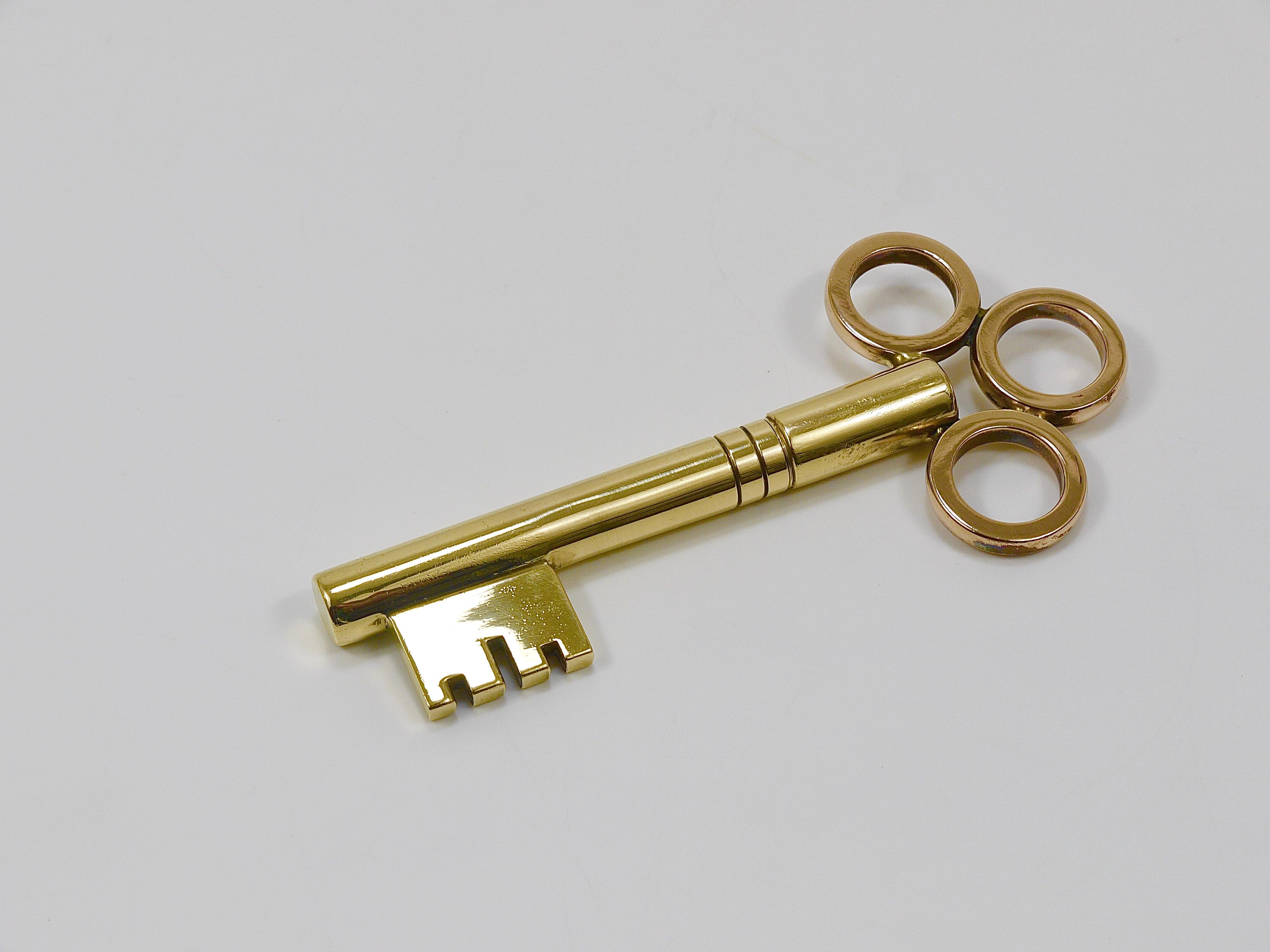Large Carl Aubock Brass Key Corkscrew Bottle Opener Paperweight, Austria, 1950s For Sale 6