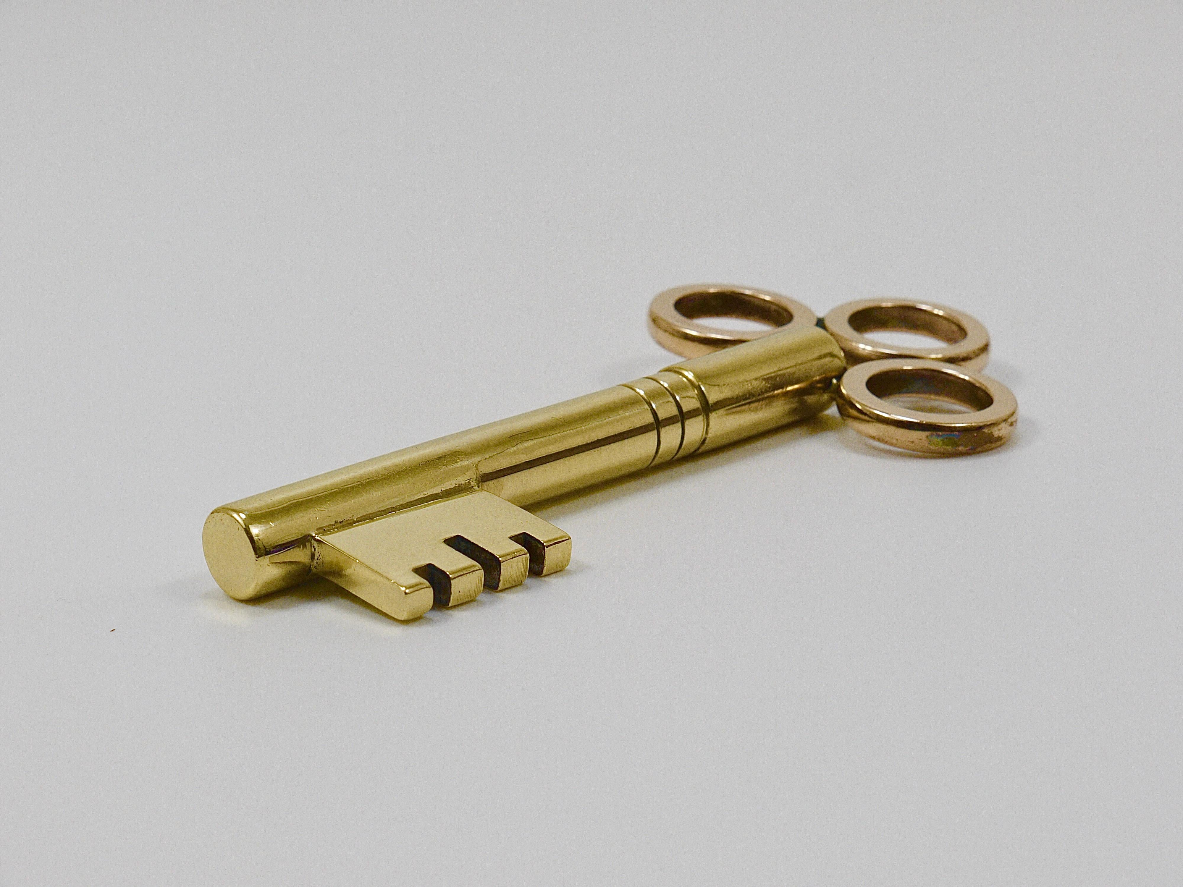 Large Carl Aubock Brass Key Corkscrew Bottle Opener Paperweight, Austria, 1950s For Sale 7