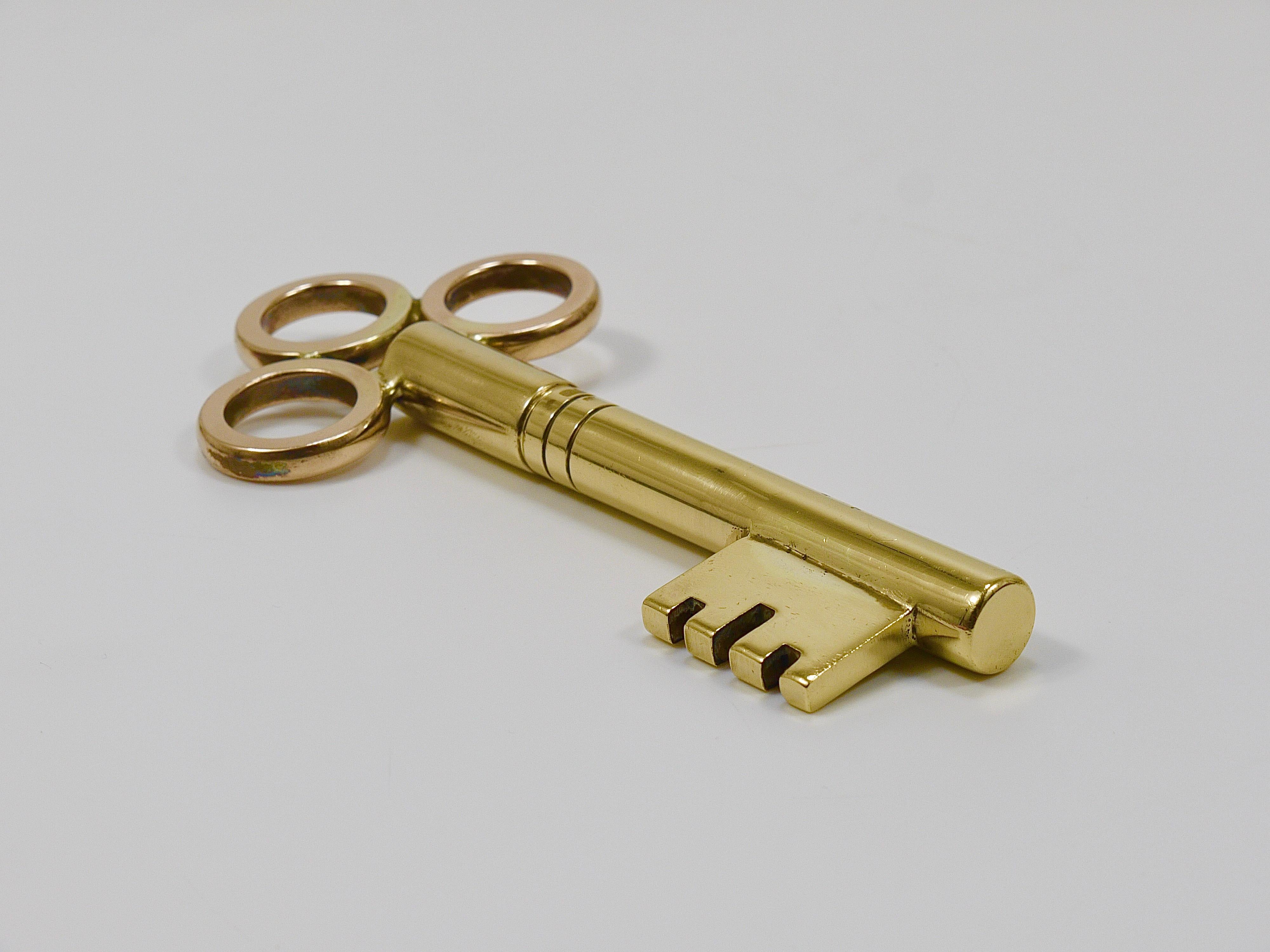 Large Carl Aubock Brass Key Corkscrew Bottle Opener Paperweight, Austria, 1950s For Sale 8