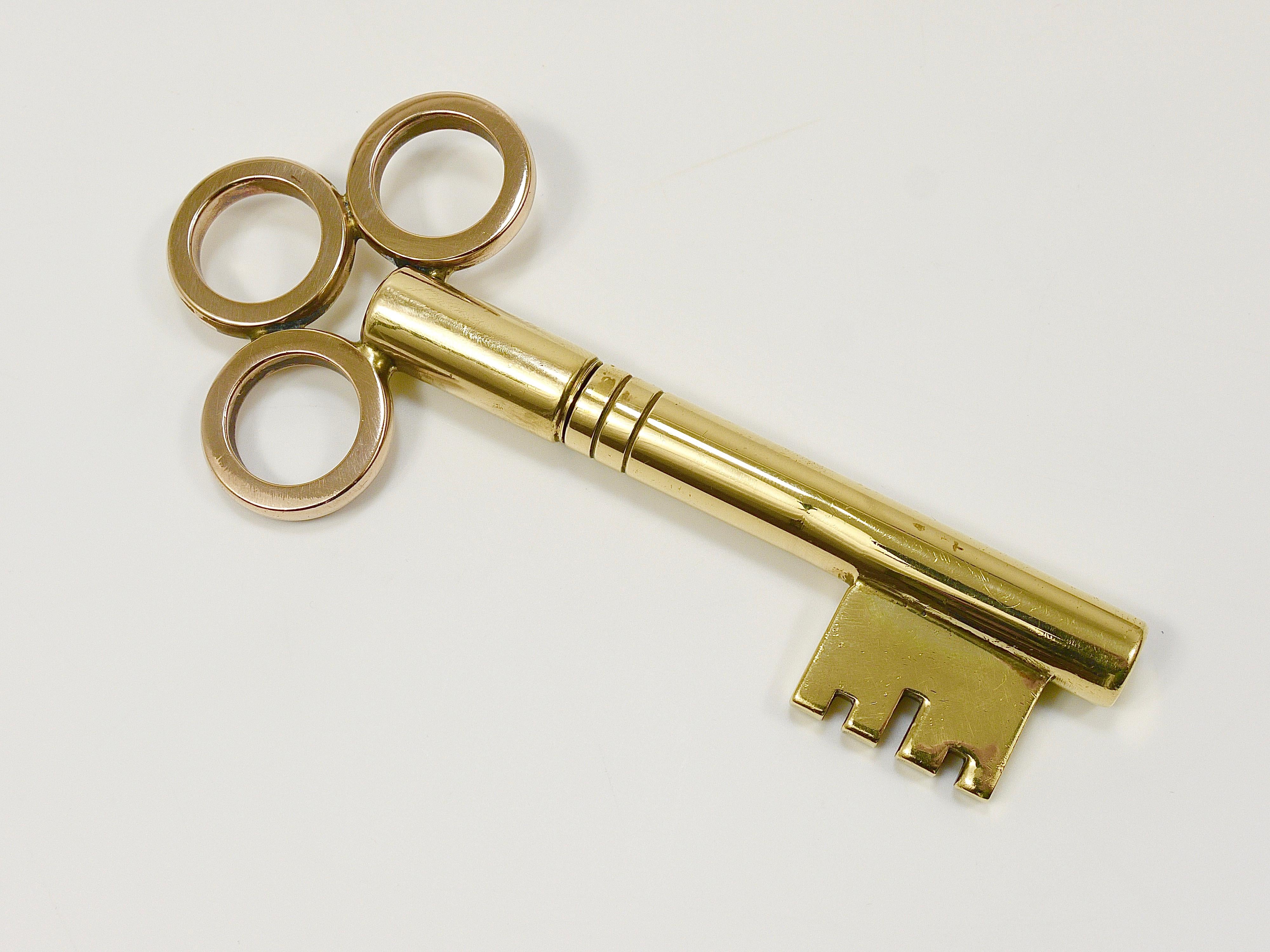Large Carl Aubock Brass Key Corkscrew Bottle Opener Paperweight, Austria, 1950s For Sale 13
