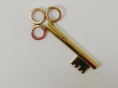 Large Carl Aubock Brass Key Corkscrew Bottle Opener Paperweight, Austria, 1950s