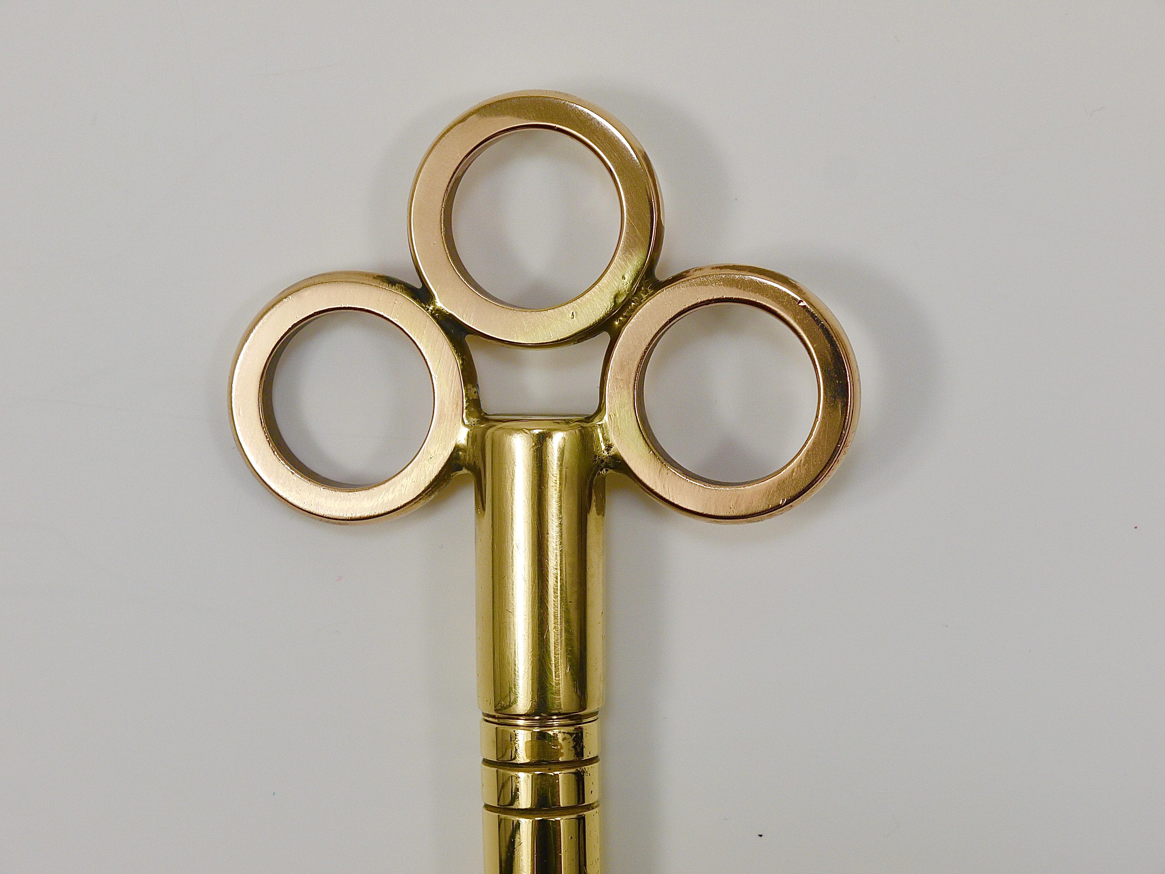 Large Carl Aubock Brass Key Corkscrew Bottle Opener Paperweight, Austria, 1950s For Sale 14