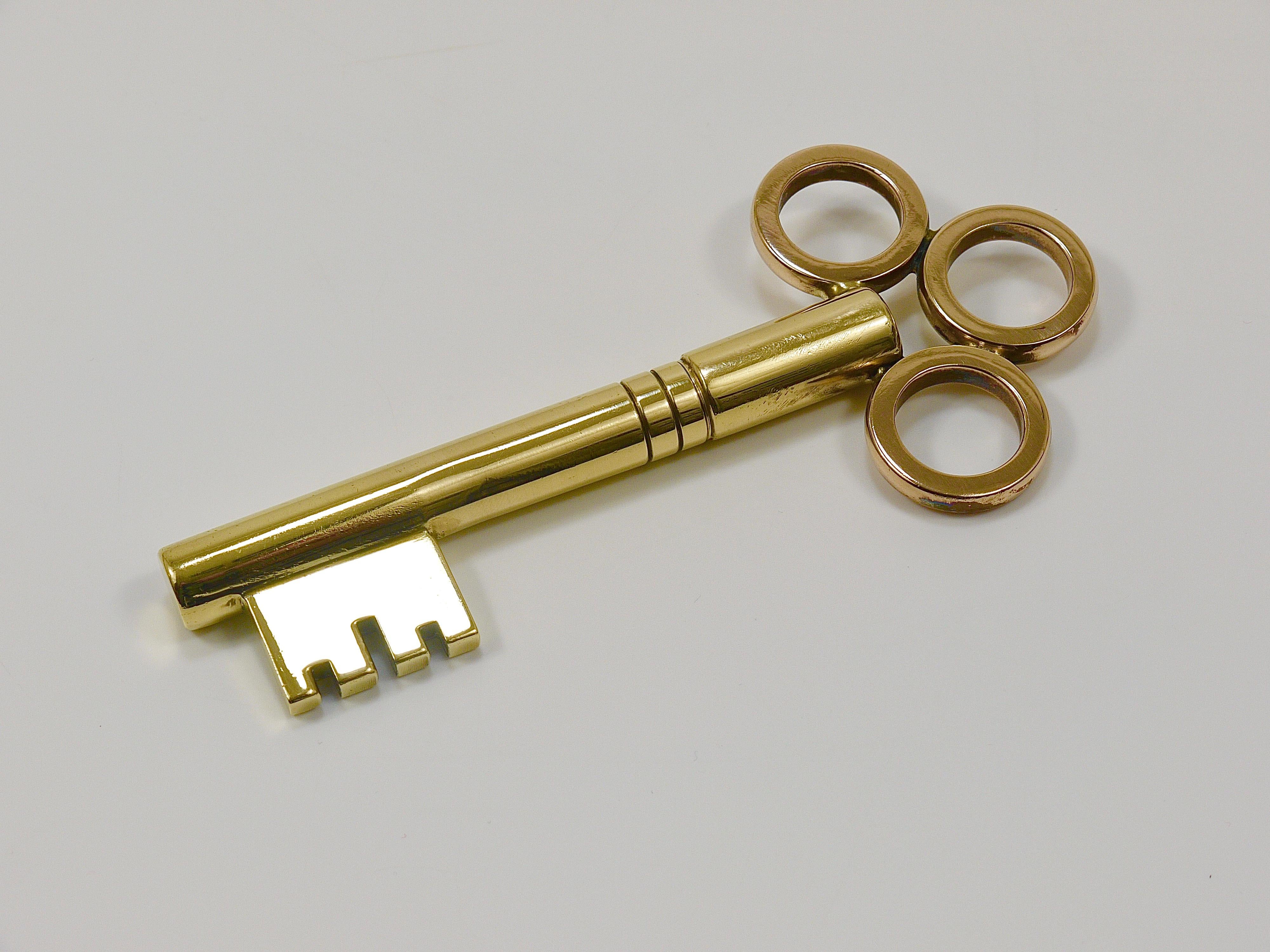 Large Carl Aubock Brass Key Corkscrew Bottle Opener Paperweight, Austria, 1950s For Sale 2