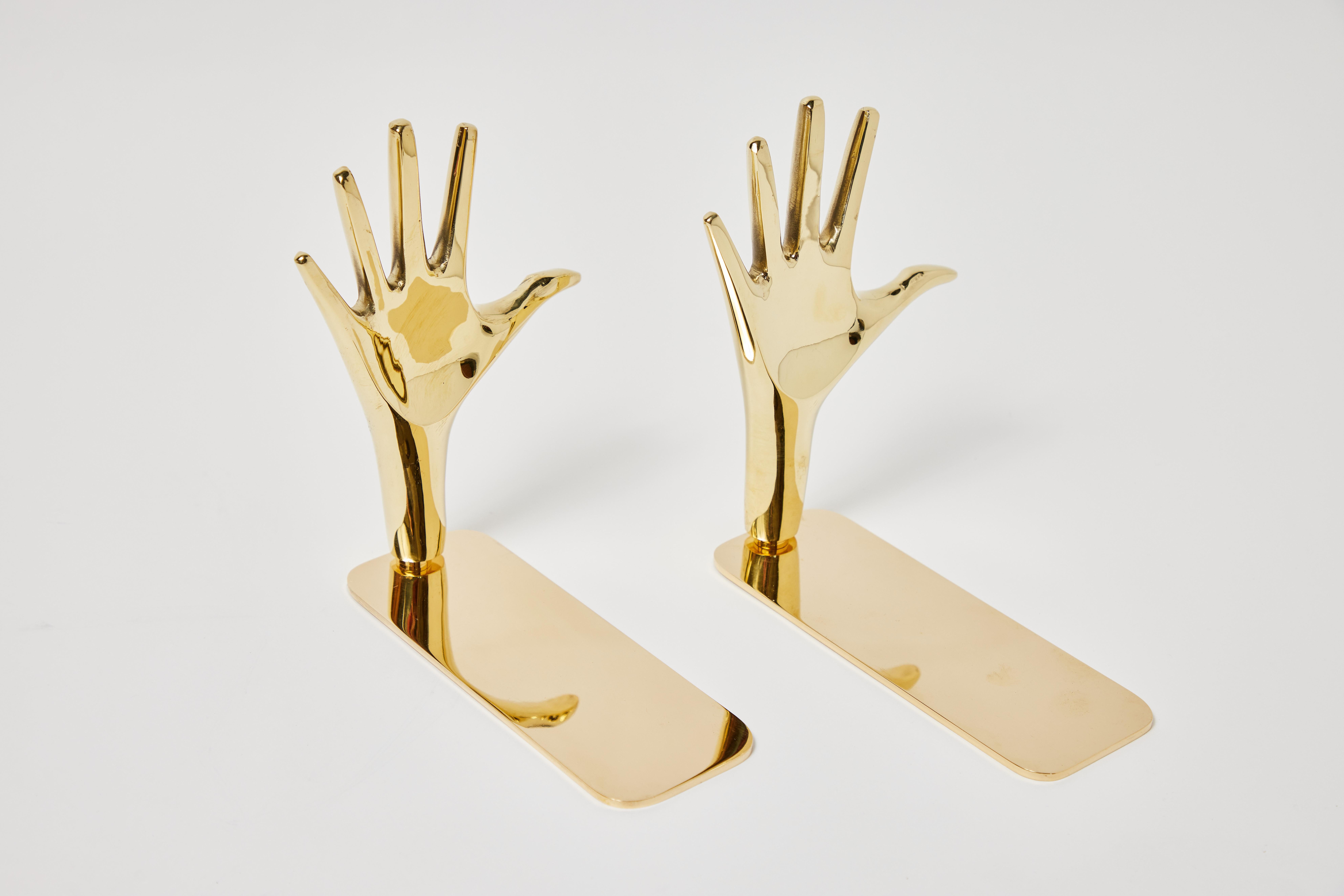 Pair of Large Carl Auböck Model #4219 'Hands' Brass Bookends For Sale 4