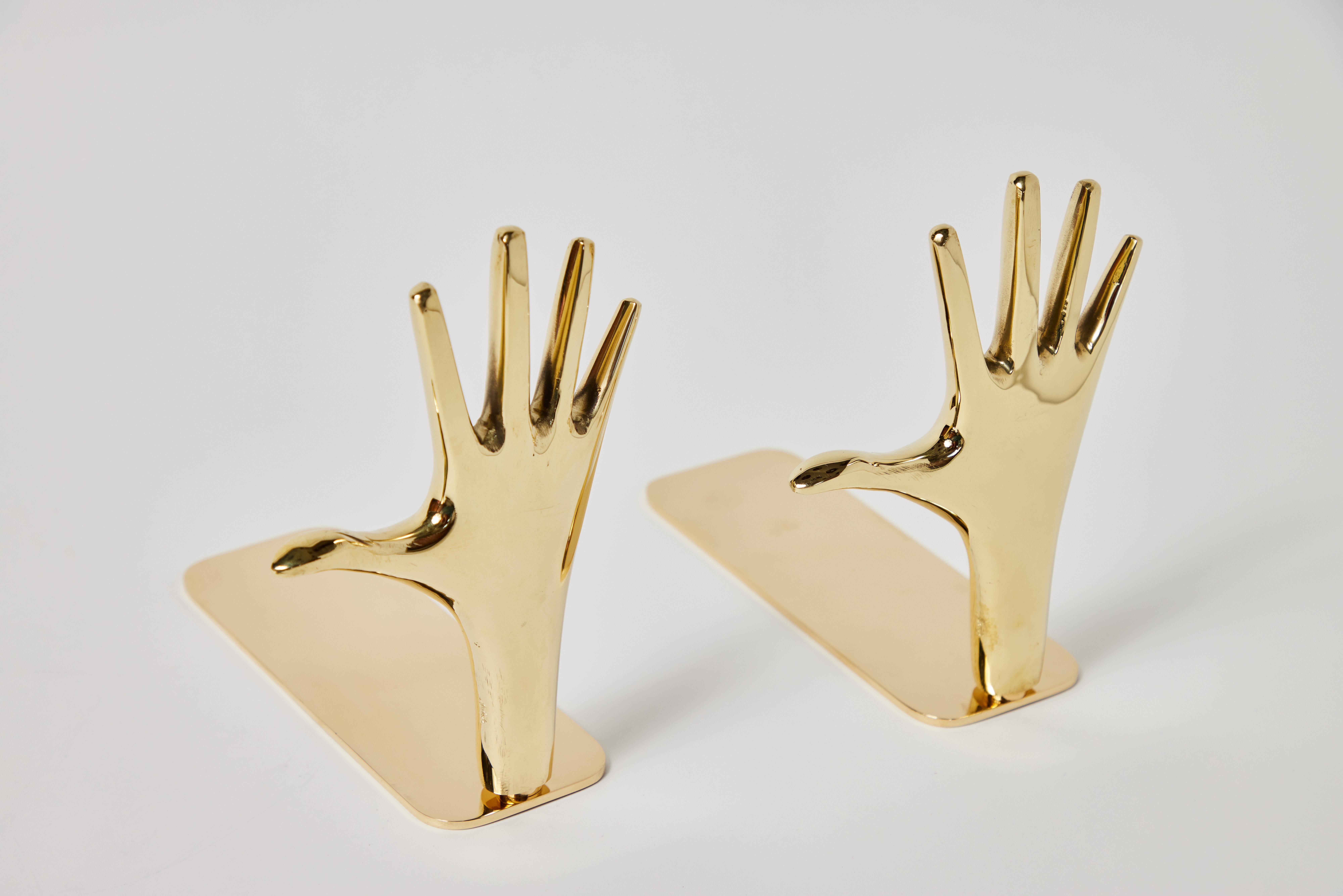 Pair of Large Carl Auböck Model #4219 'Hands' Brass Bookends For Sale 2