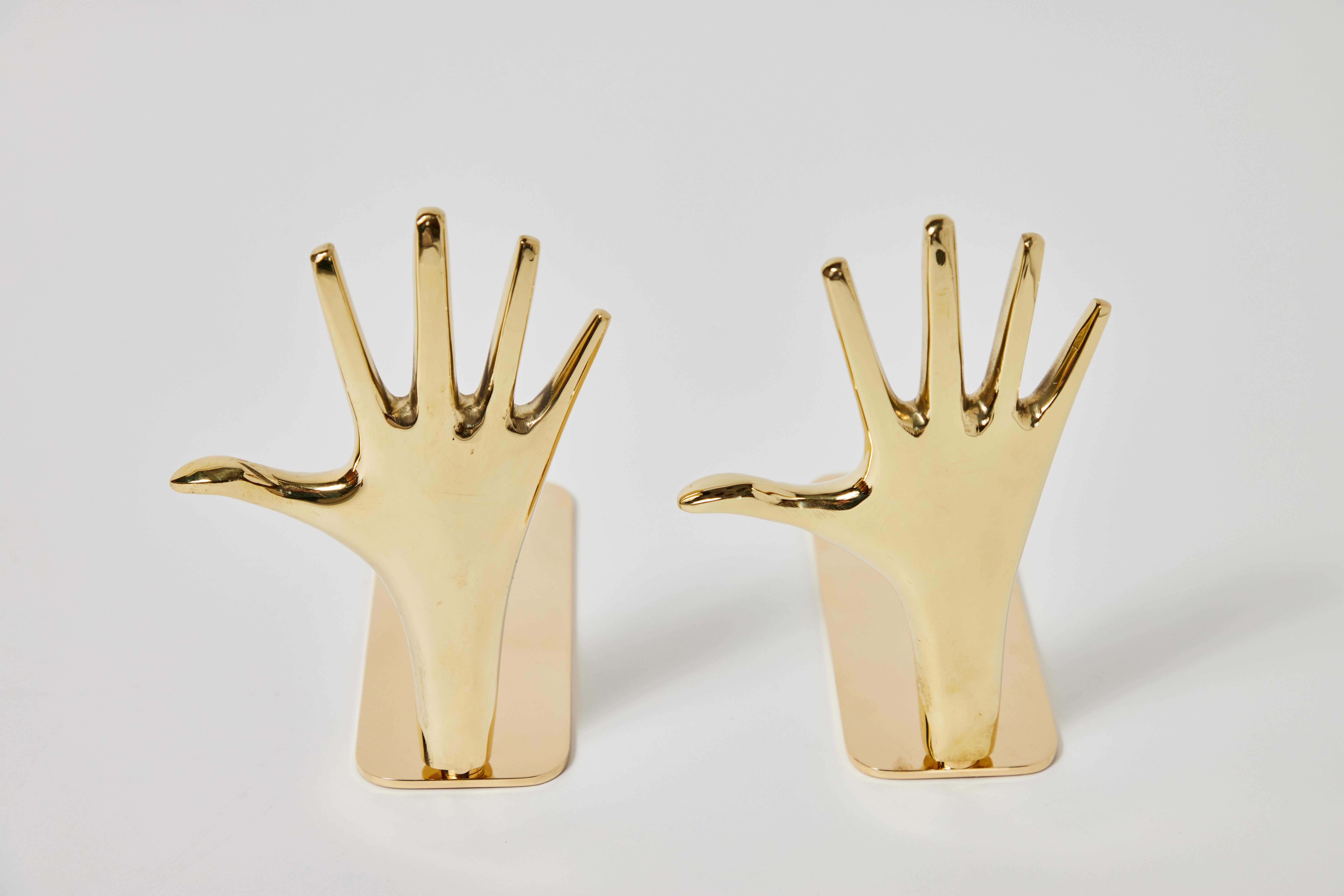 Pair of Large Carl Auböck Model #4219 'Hands' Brass Bookends For Sale 3