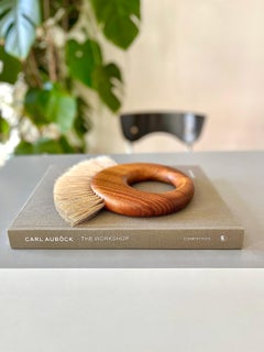 Large Carl Aubock Midcentury Walnut Ring Clothes Brush, Austria, 1950s