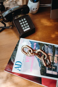 Large Carl Auböck Model #5072 'Chain' Polished Brass Paperweight