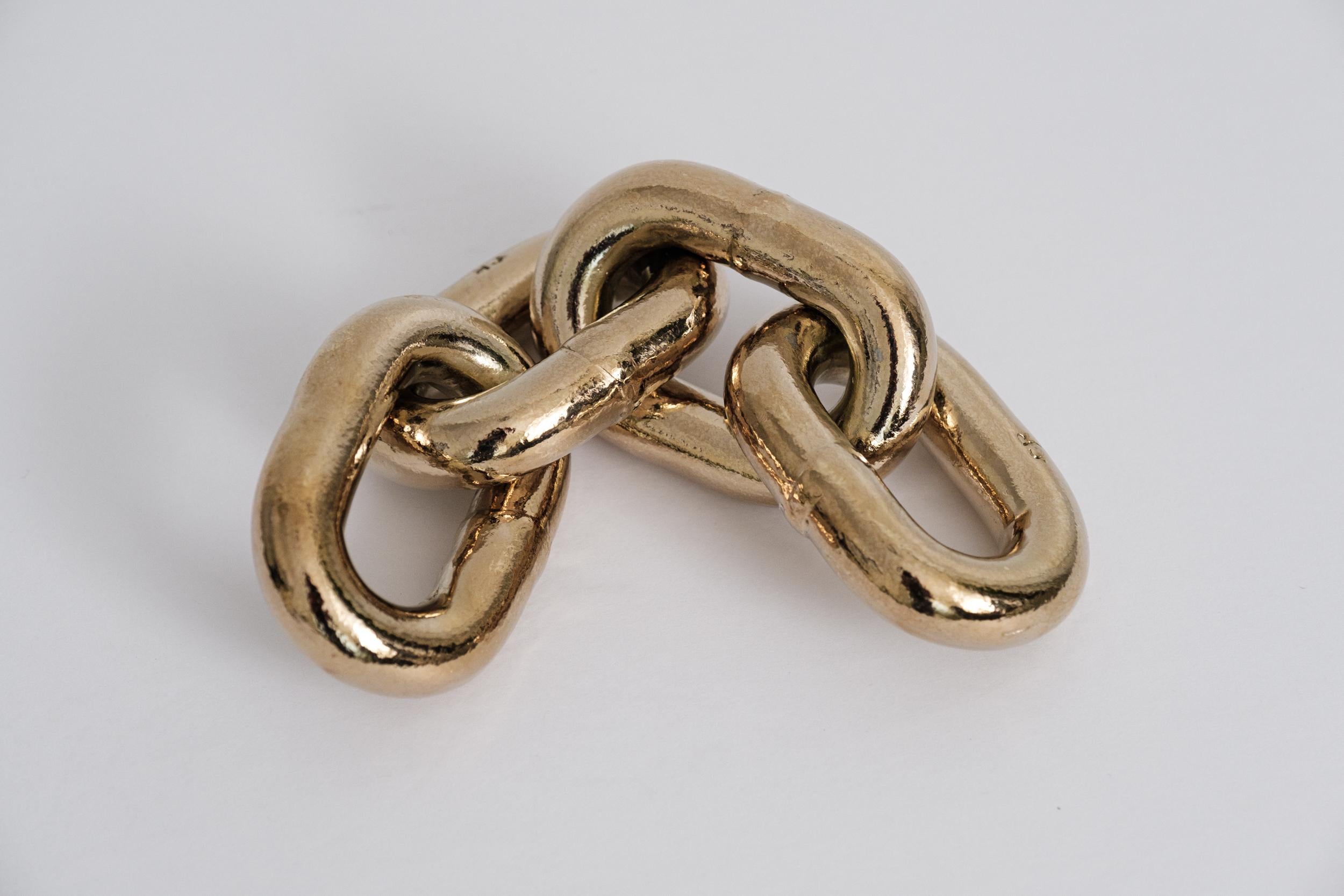 Iron Large Carl Auböck Model #5072 'Chain' Polished Brass Paperweight For Sale