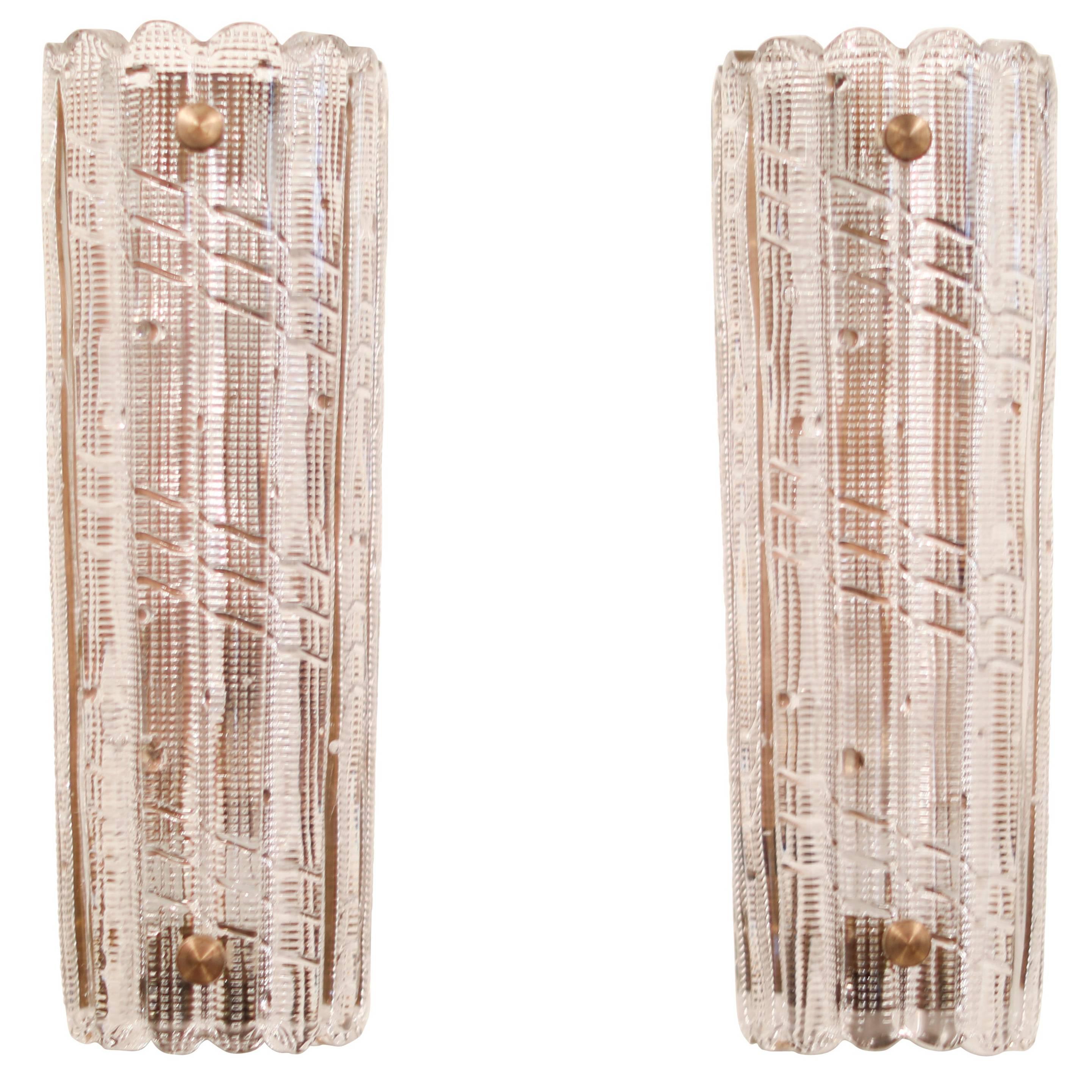 Large Carl Fagerlund for Orrefors Glass Sconces, circa 1970s For Sale
