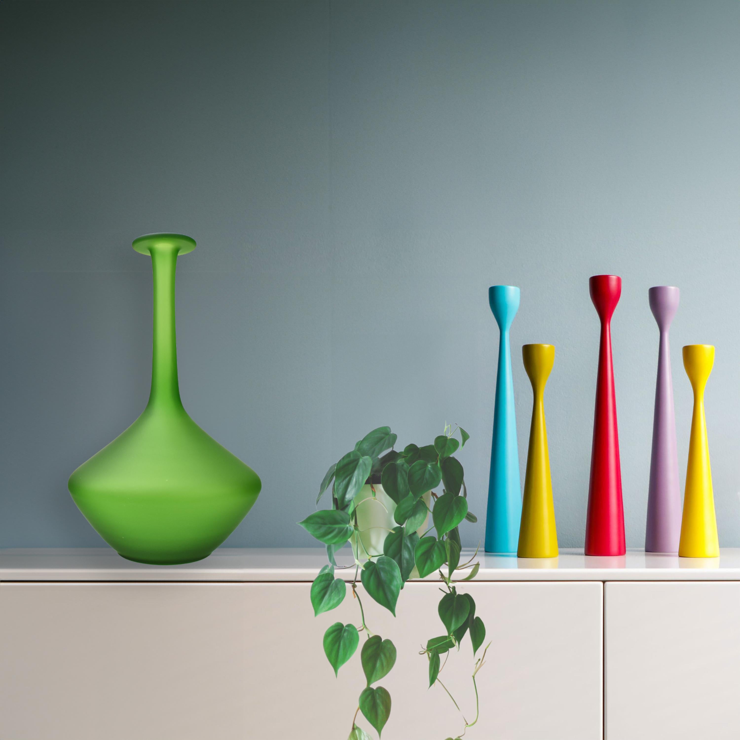 Große Vase aus Carlo Moretti-Glas in Grün mit Scavo-Radierung aus geätztem Murano Studio-Kunstglas  (Moderne der Mitte des Jahrhunderts) im Angebot