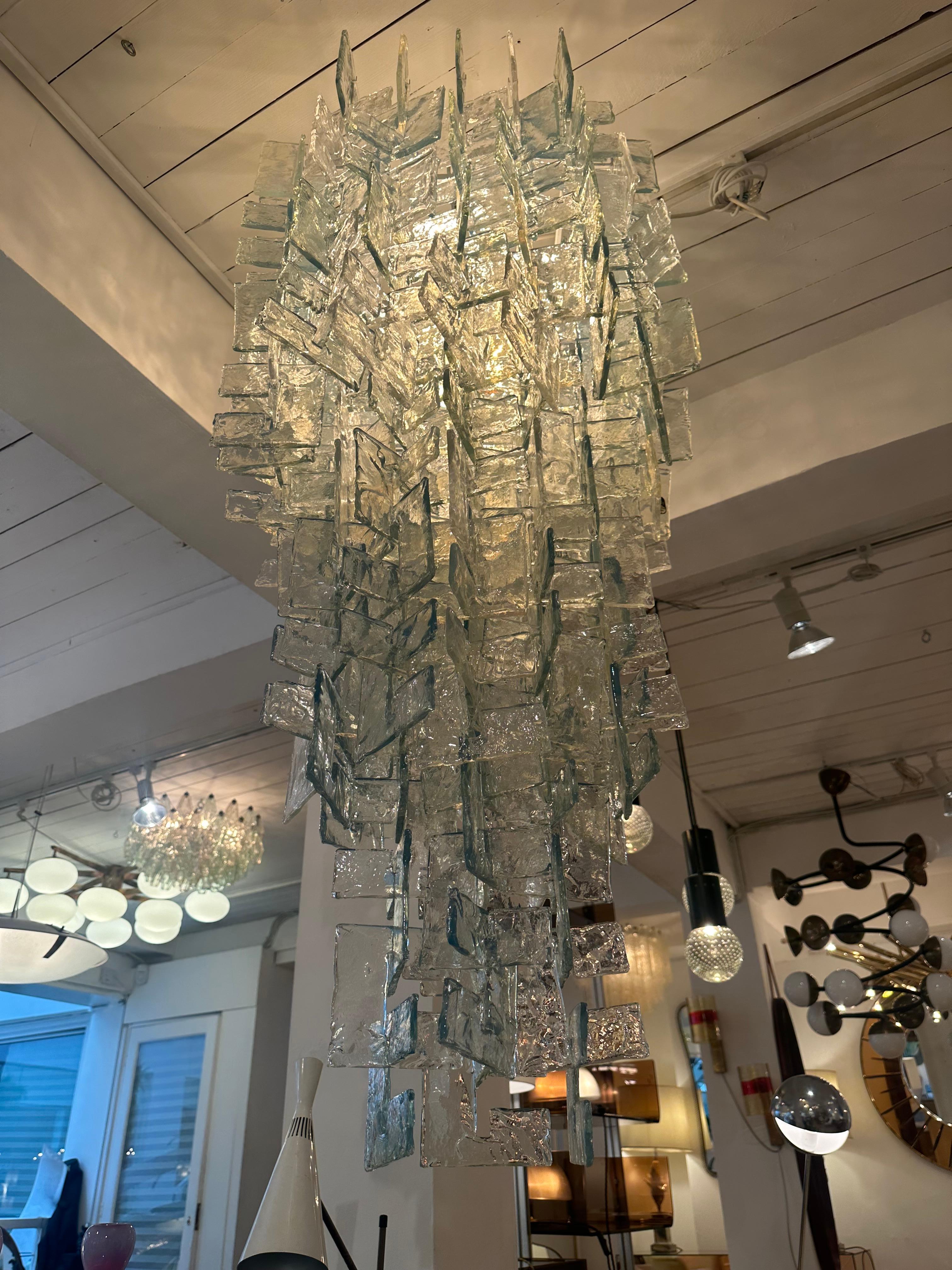 Italian Large Carlo Nason for Mazzega, opalescent  Murano glass chandelier