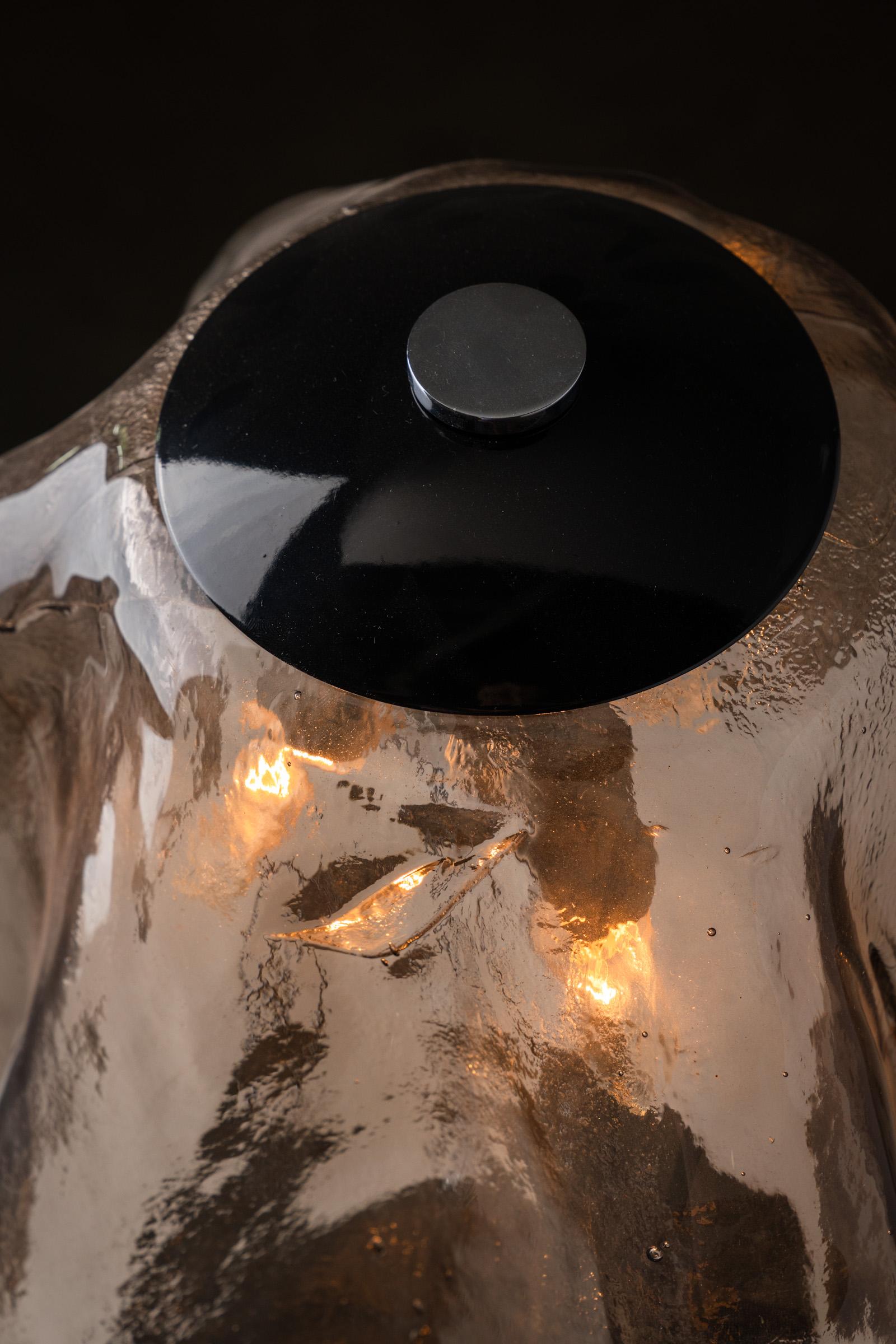 Gran lámpara de sobremesa de cristal ahumado Carlo Nason para Mazzega, años 70 en venta 3