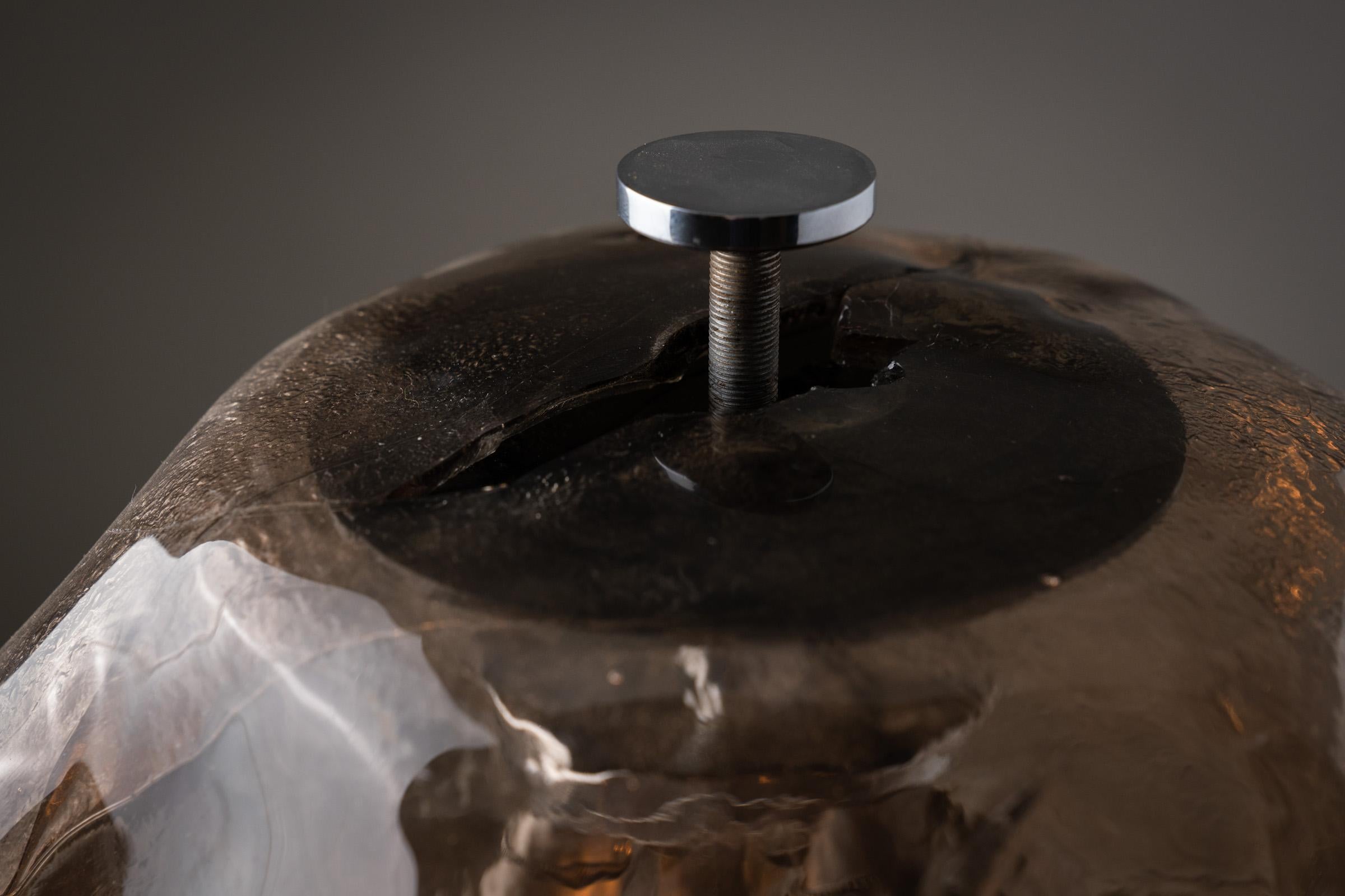 Gran lámpara de sobremesa de cristal ahumado Carlo Nason para Mazzega, años 70 en venta 4