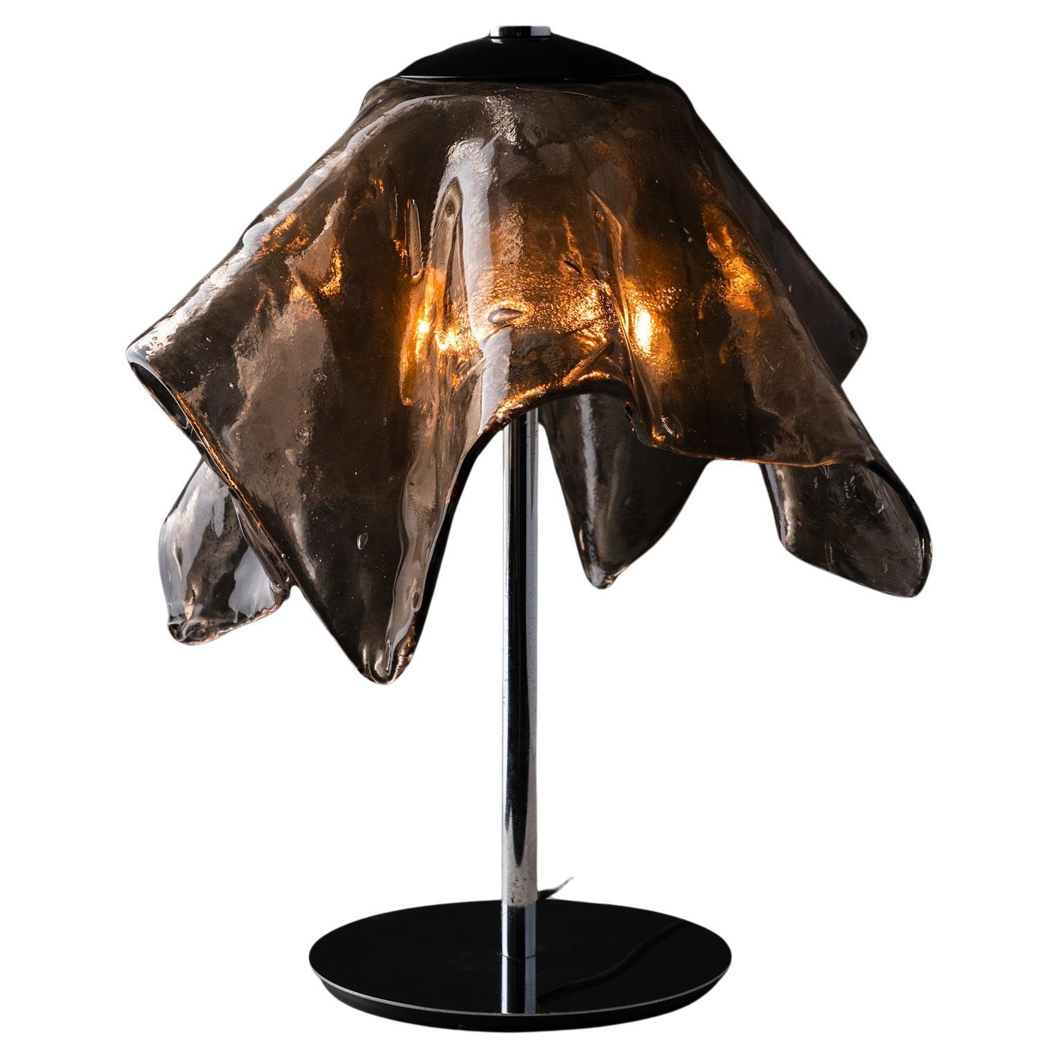 Grande lampada da tavolo in vetro fumé di Carlo Nason per Mazzega, anni '70