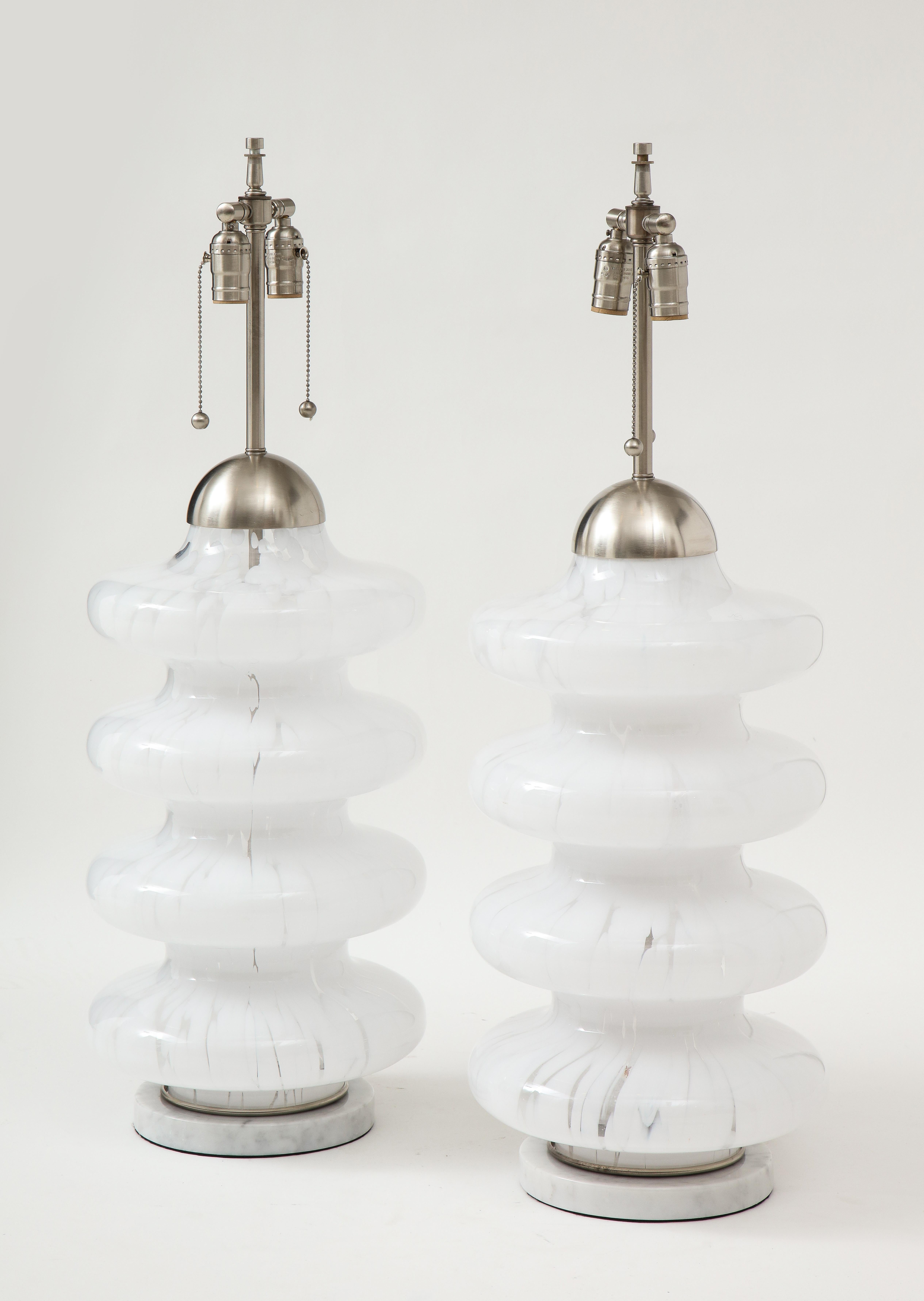 Mid-Century Modern Large Carlo Nason, Mazzega Mottled Murano Glass Lamps