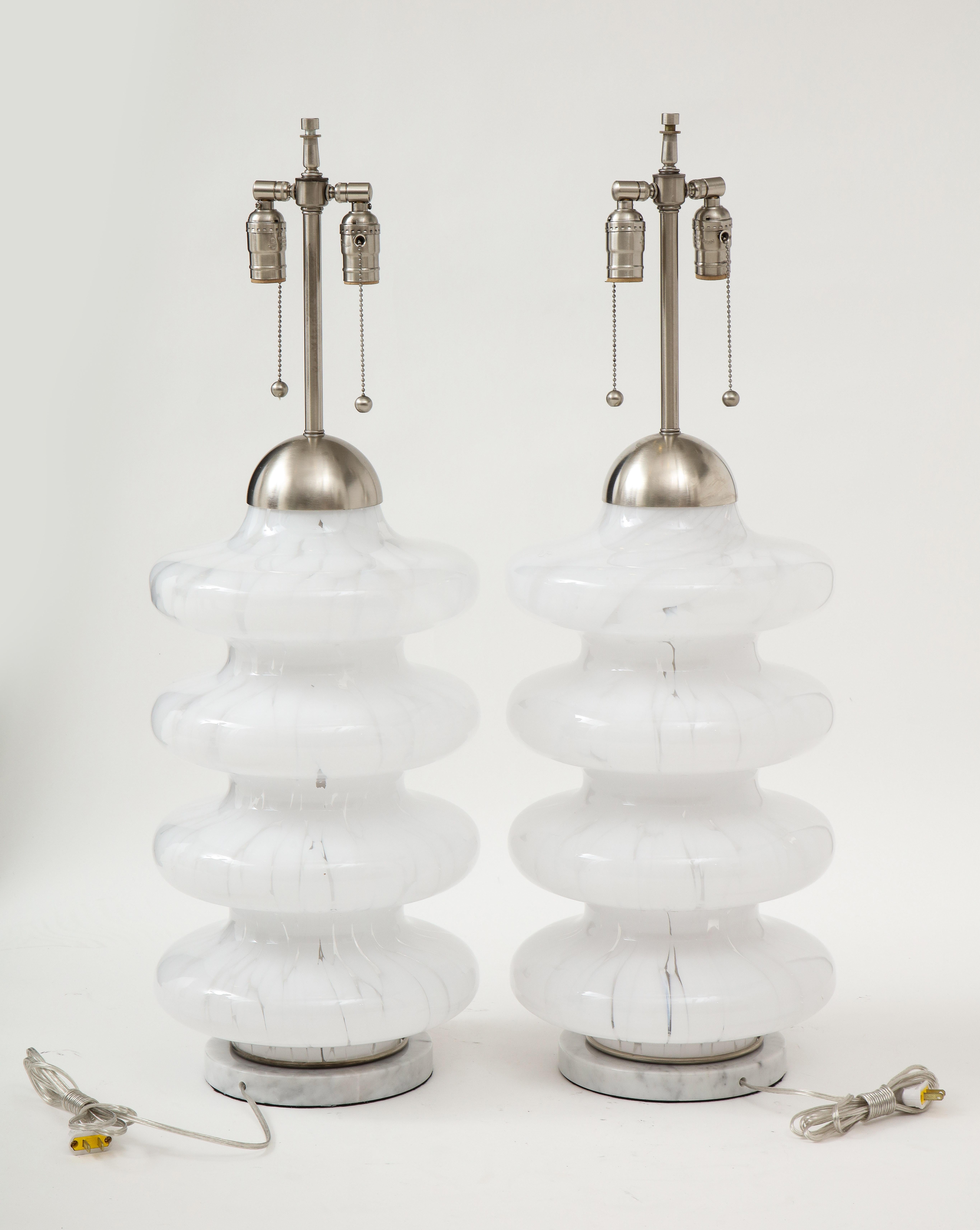 Italian Large Carlo Nason, Mazzega Mottled Murano Glass Lamps