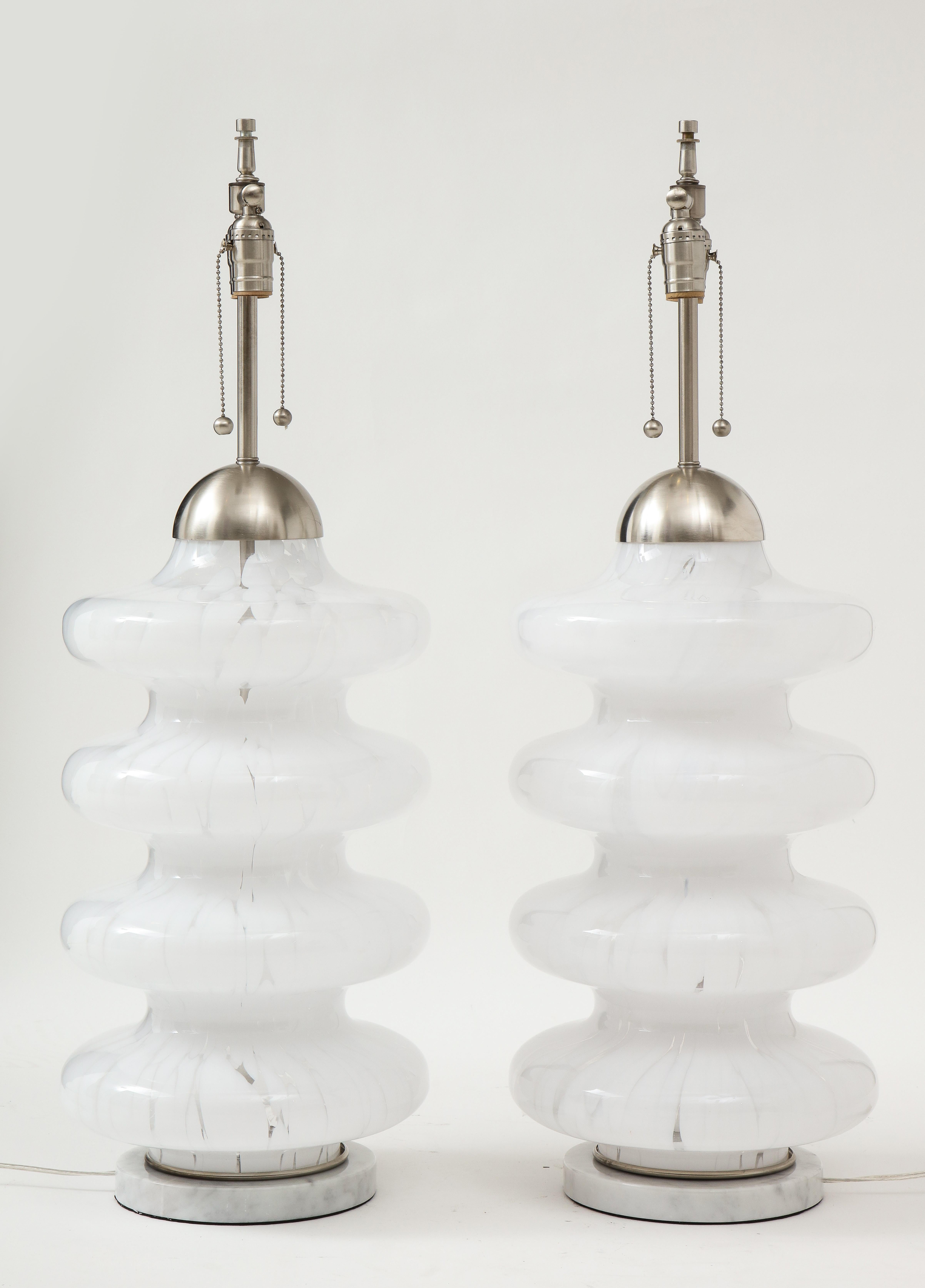 Large Carlo Nason, Mazzega Mottled Murano Glass Lamps In Good Condition In New York, NY