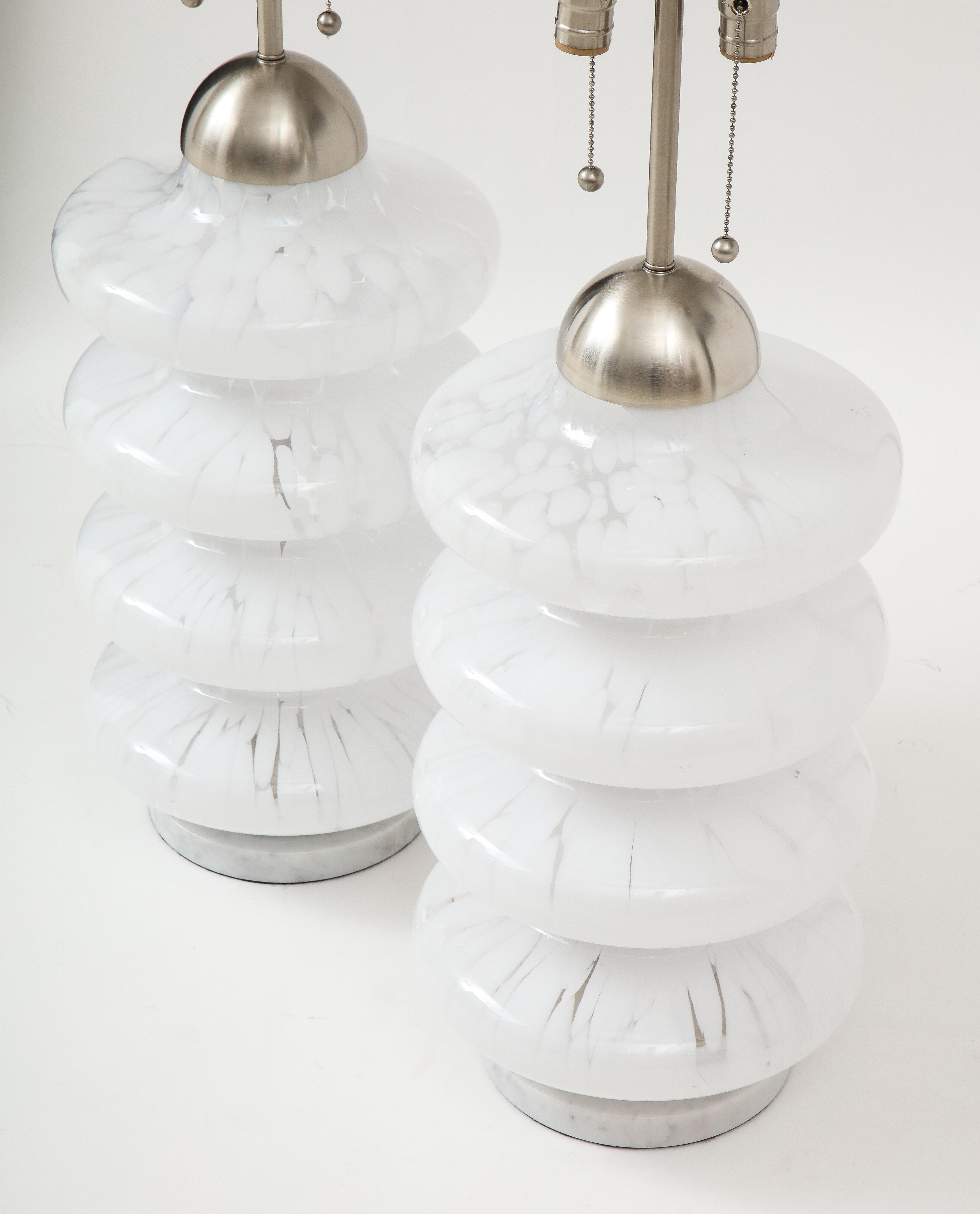 20th Century Large Carlo Nason, Mazzega Mottled Murano Glass Lamps