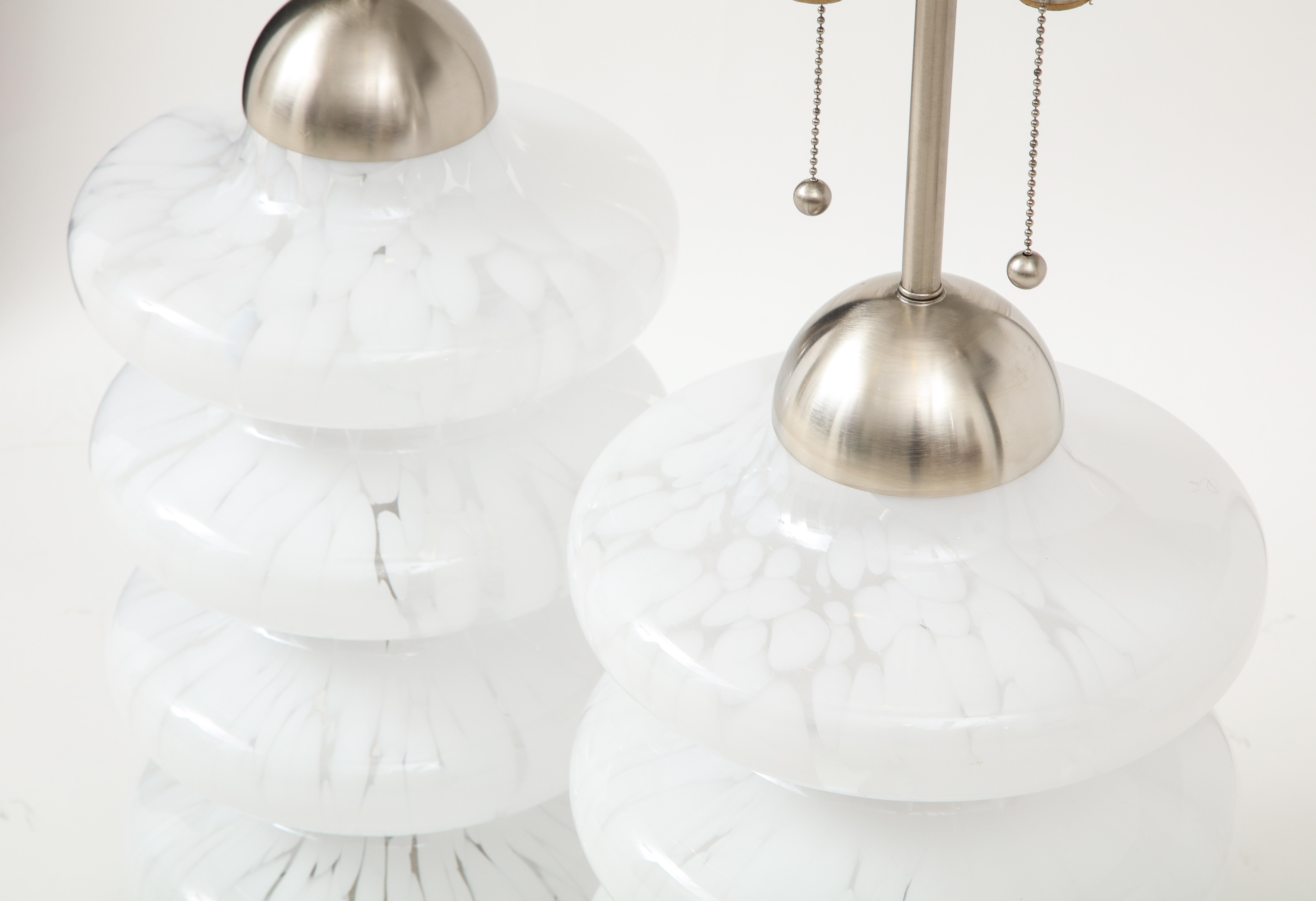 Large Carlo Nason, Mazzega Mottled Murano Glass Lamps 1