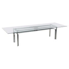 Large Carlo Scarpa "Doge" Dining Table, Steel Base and Glass Top, 1960s