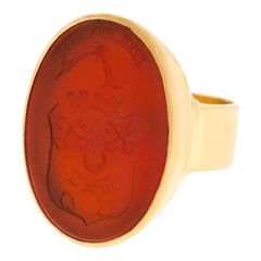 Vintage Large Carnelian Seal Ring 14 Karat circa 1960s American