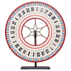 Antique Large Carnival Wheel in Red White and Blue