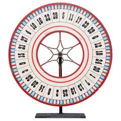 Antique Large Carnival Wheel in Red White and Blue