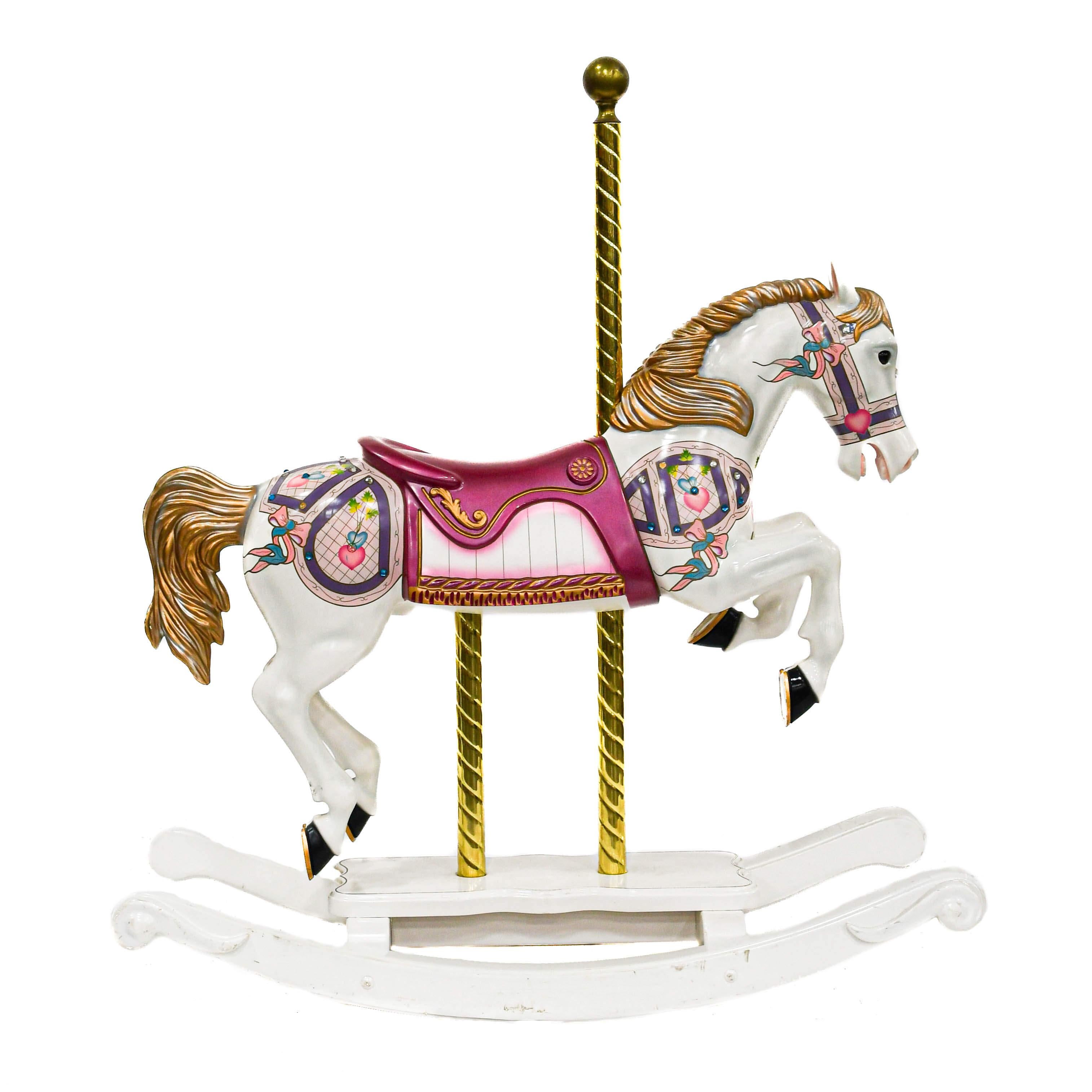 Large Carousel Horse on Rockers In Good Condition For Sale In MC Leansville, NC