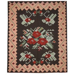 Large Carpet Floral Kilims Vintage Handmade Rug Moldovan Kilim Rug