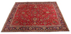 Large Carpet Handmade Red Square Rug Traditional Turkish Area Rug