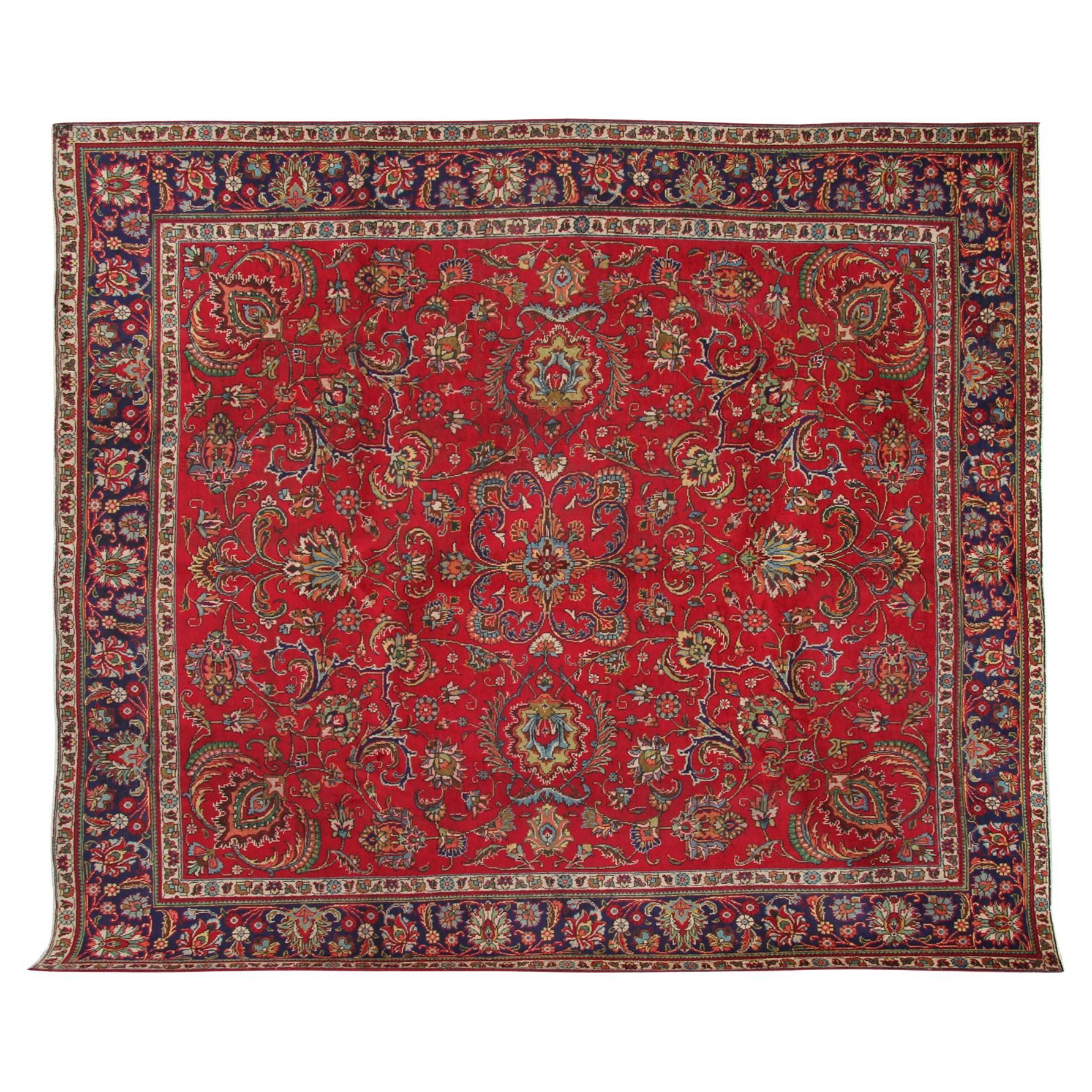 Large Carpet Handmade Red Square Rug Traditional Turkish Area Rug For Sale