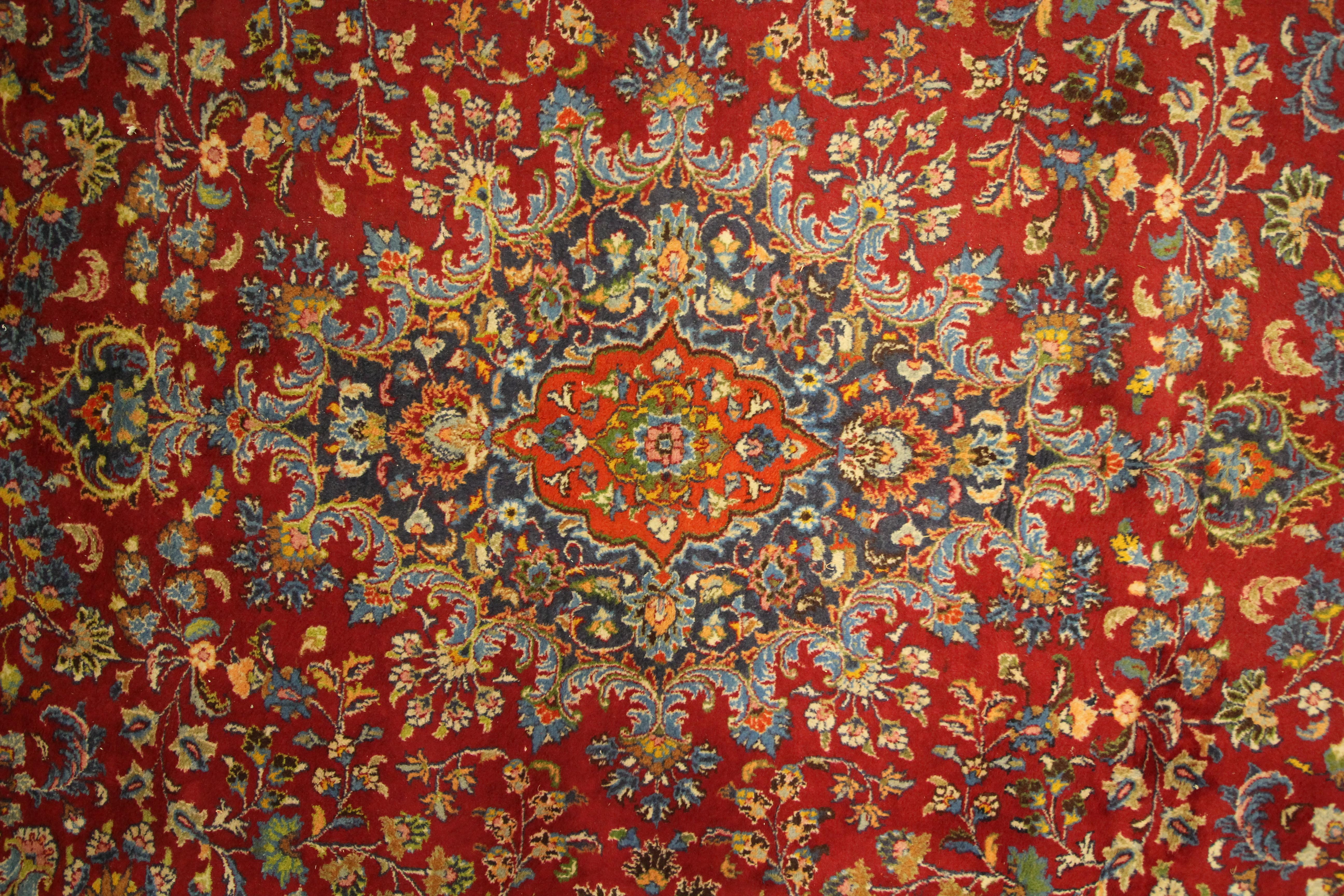 Art Deco Large Carpet Red Medallion Rug Hanwoven Oriental Wool Living Room Rug  For Sale