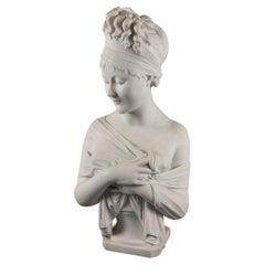 Large Carrara Marble Bust Of Madame Récamier After Chinard And Houdon
