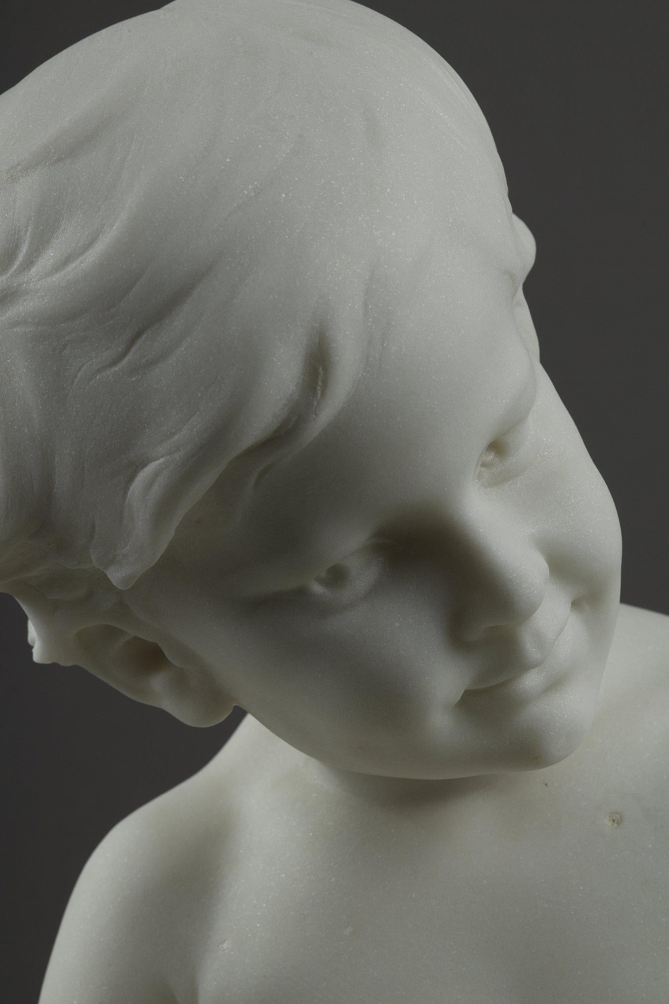 Grand marbre de Carrare de Barrias, Le Petit Musician en vente 8