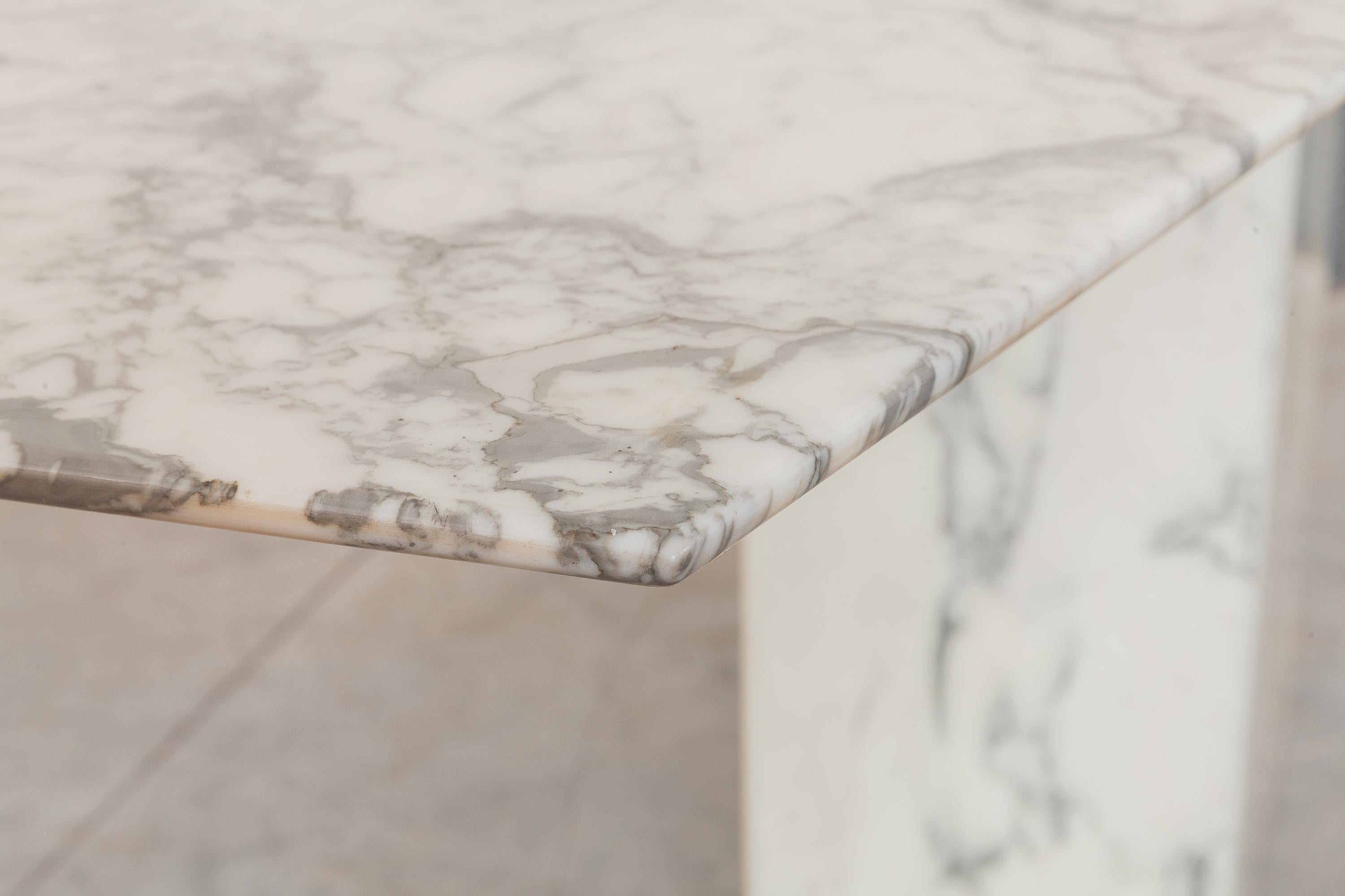 Hand-Crafted Large Carrara Marble Console Table, Italy, 1960s