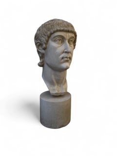 Large Carrara Marble Sculpture of Emperor Constantine’s Head, Italy