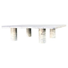 Large Carrara marble side table designed by Angelo Mangiarotti for Up&Up Italy