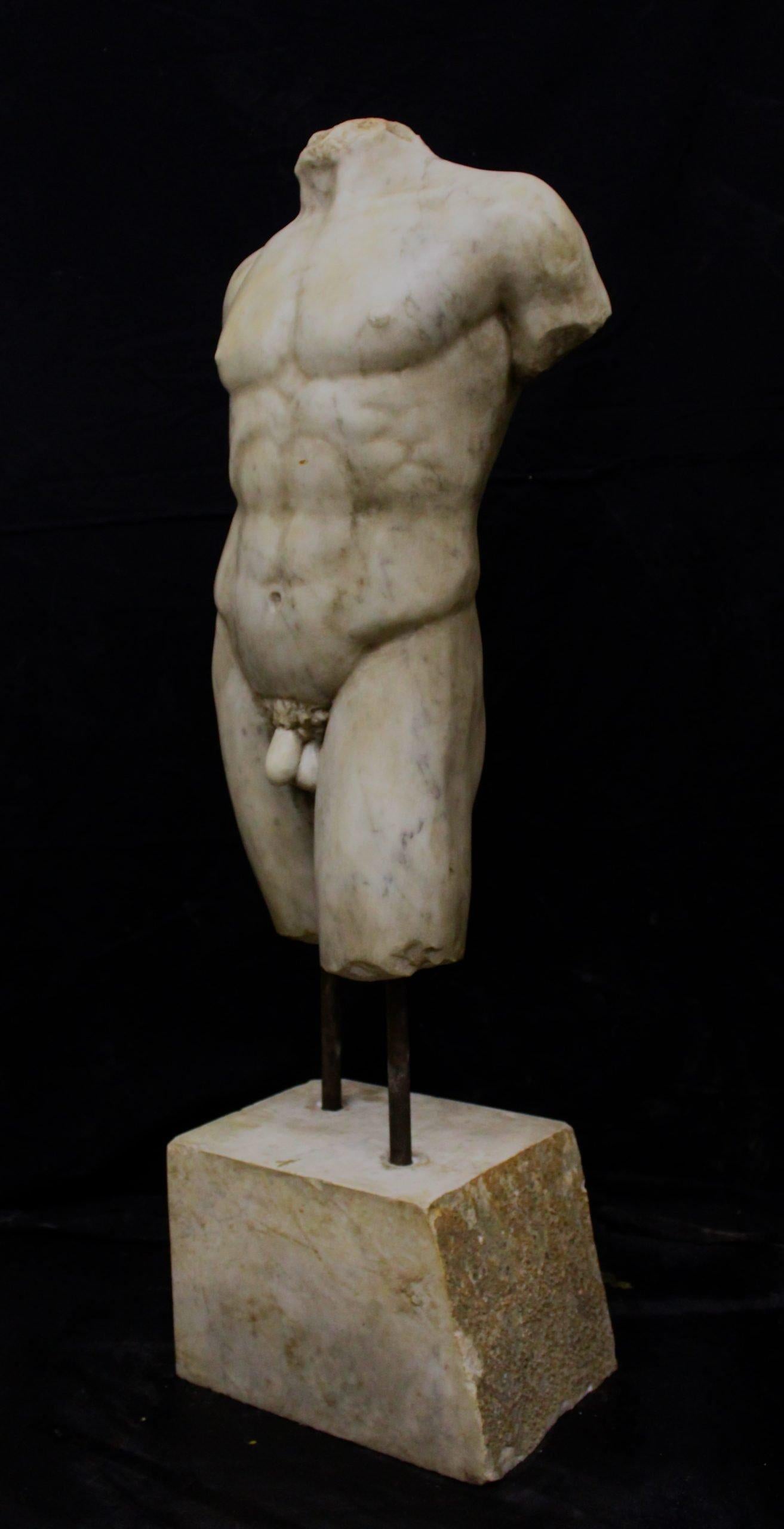 20th Century Large Carrara marble torso
