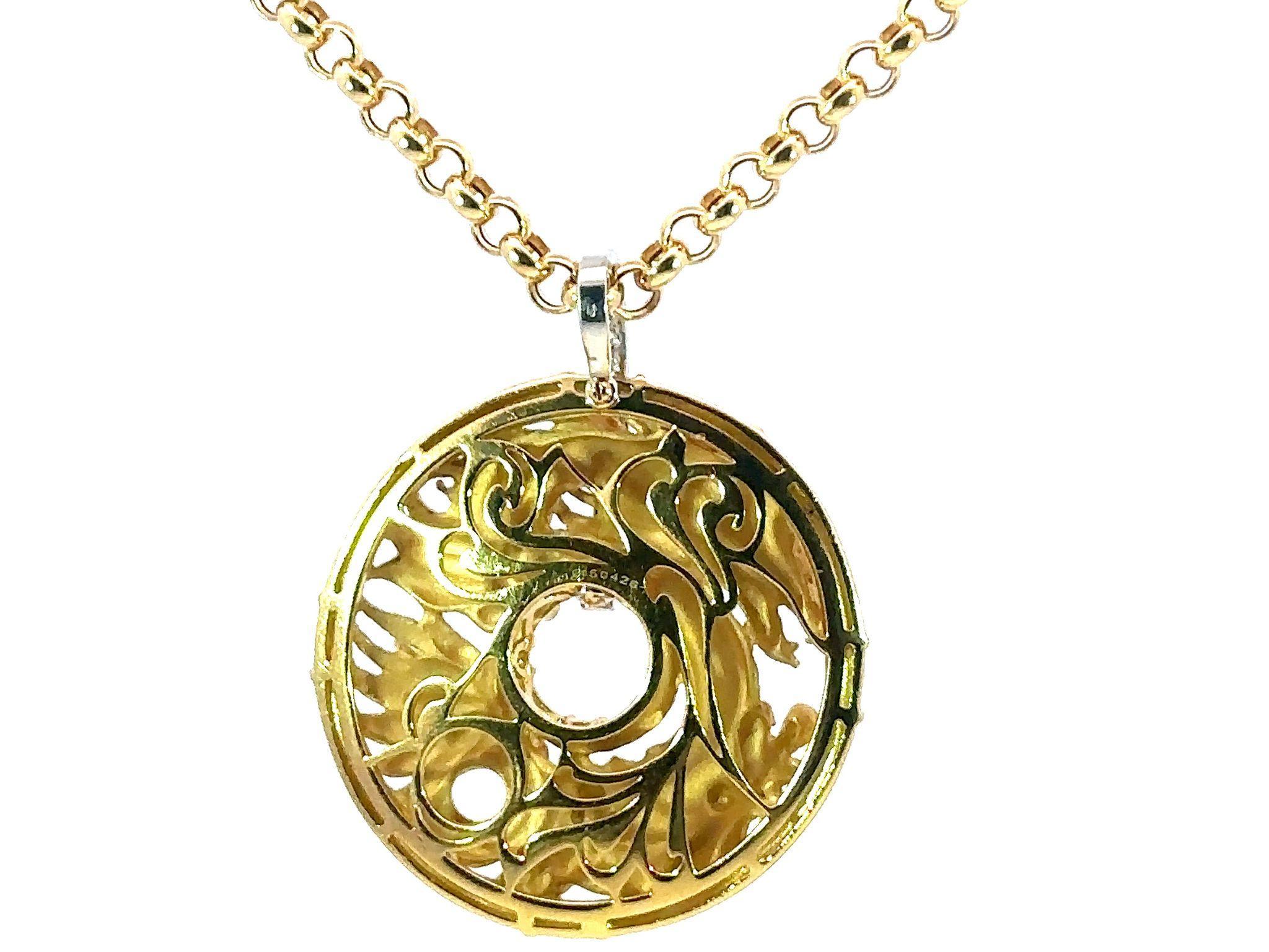 Modern Large Carrera Y Carrera Dragon Pendant Necklace with Diamonds 18K Yellow Gold