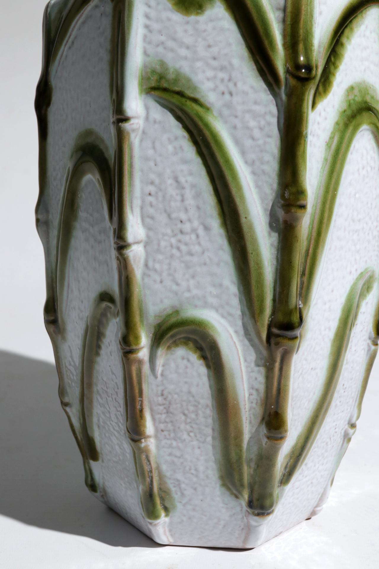 Mid-Century Modern Grand vase en céramique de l'Allemagne de l'Ouest moderne de la dernière époque médiévale en bambou de Carstens, années 1960 en vente