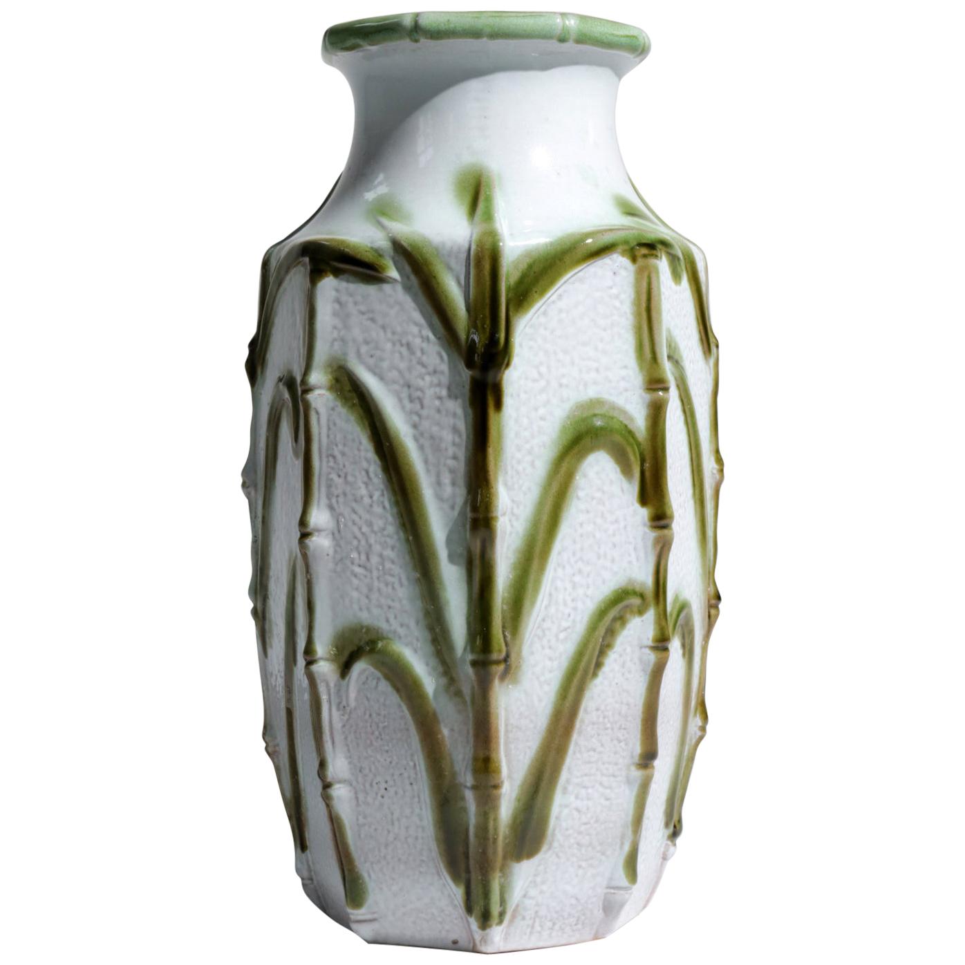 Large Carstens 1960s Mid-Century Modern West German Ceramic Pottery Vase Bamboo