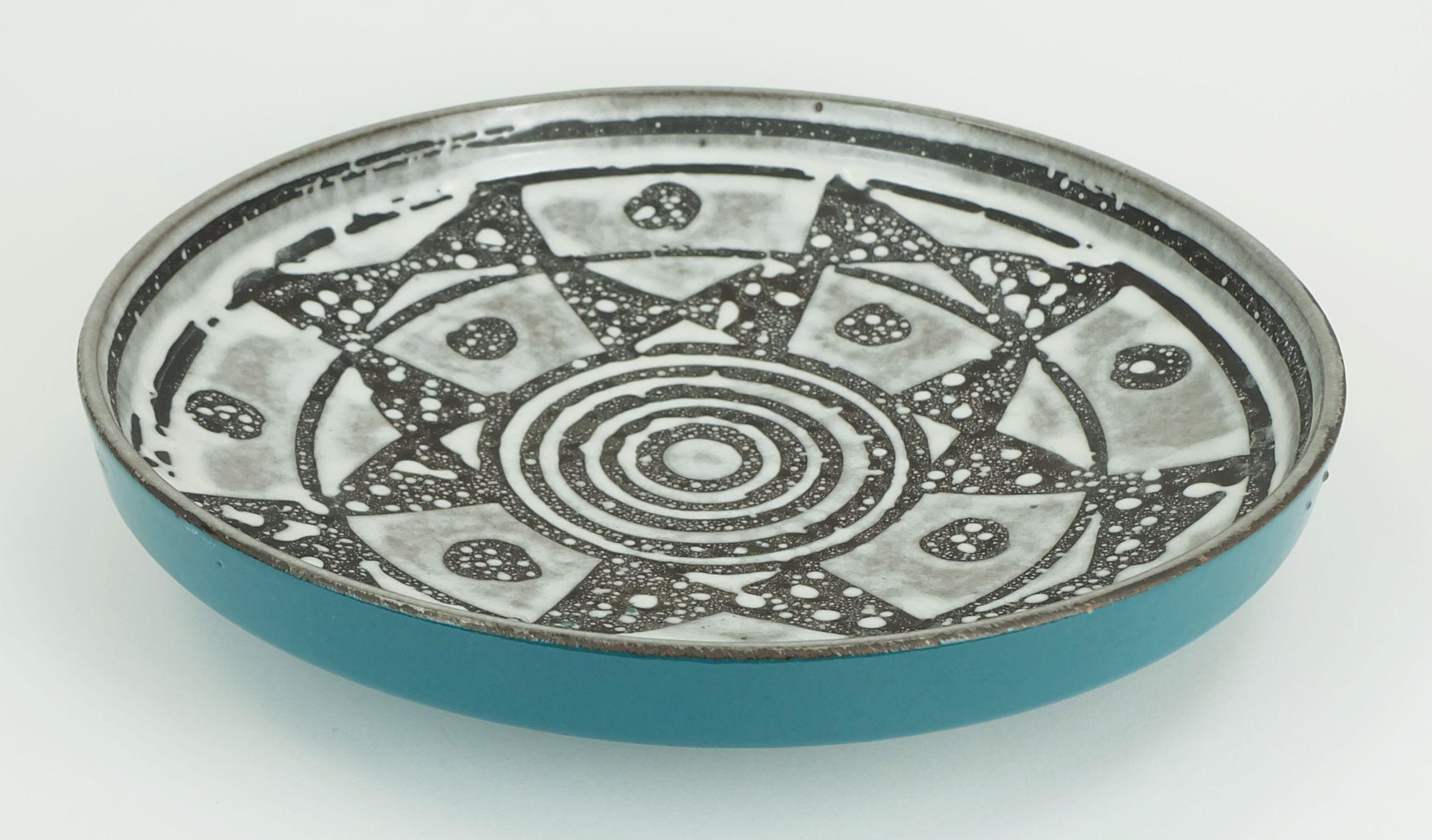 grande piatto carstens BOWL decorato con smalto grigio e marrone ankara no. 1075-31 1960s in vendita 4