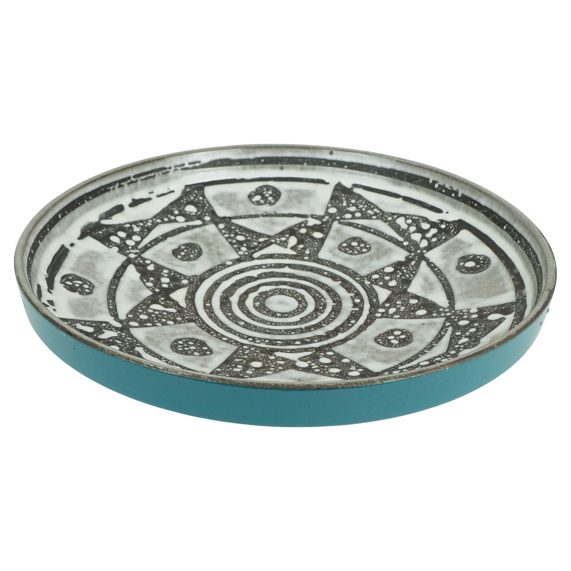 grande piatto carstens BOWL decorato con smalto grigio e marrone ankara no. 1075-31 1960s in vendita