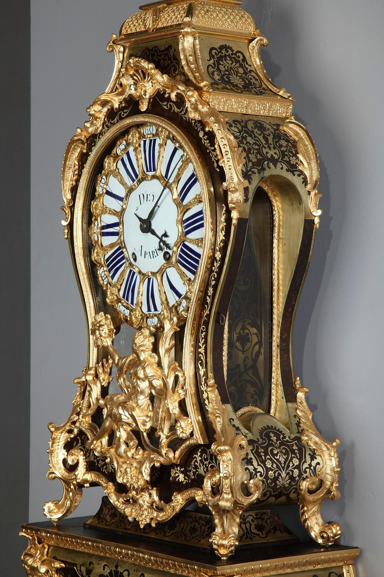 Doré Grand Cartel avec sa console en marqueterie de Boulle, Louis XV
