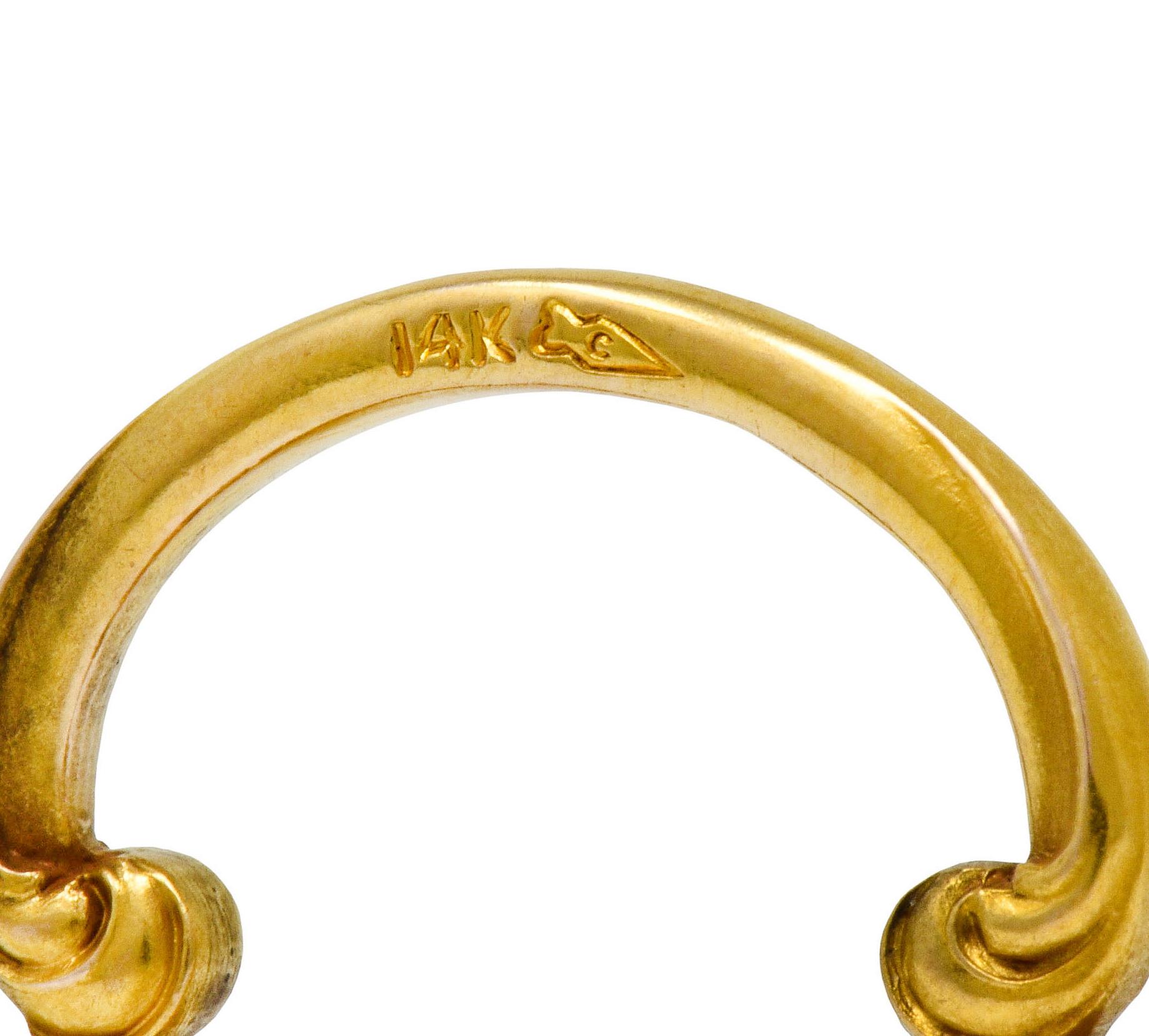 Large Carter & Gough Art Nouveau 14 Karat Gold Lion Fob Charm Pendant 1
