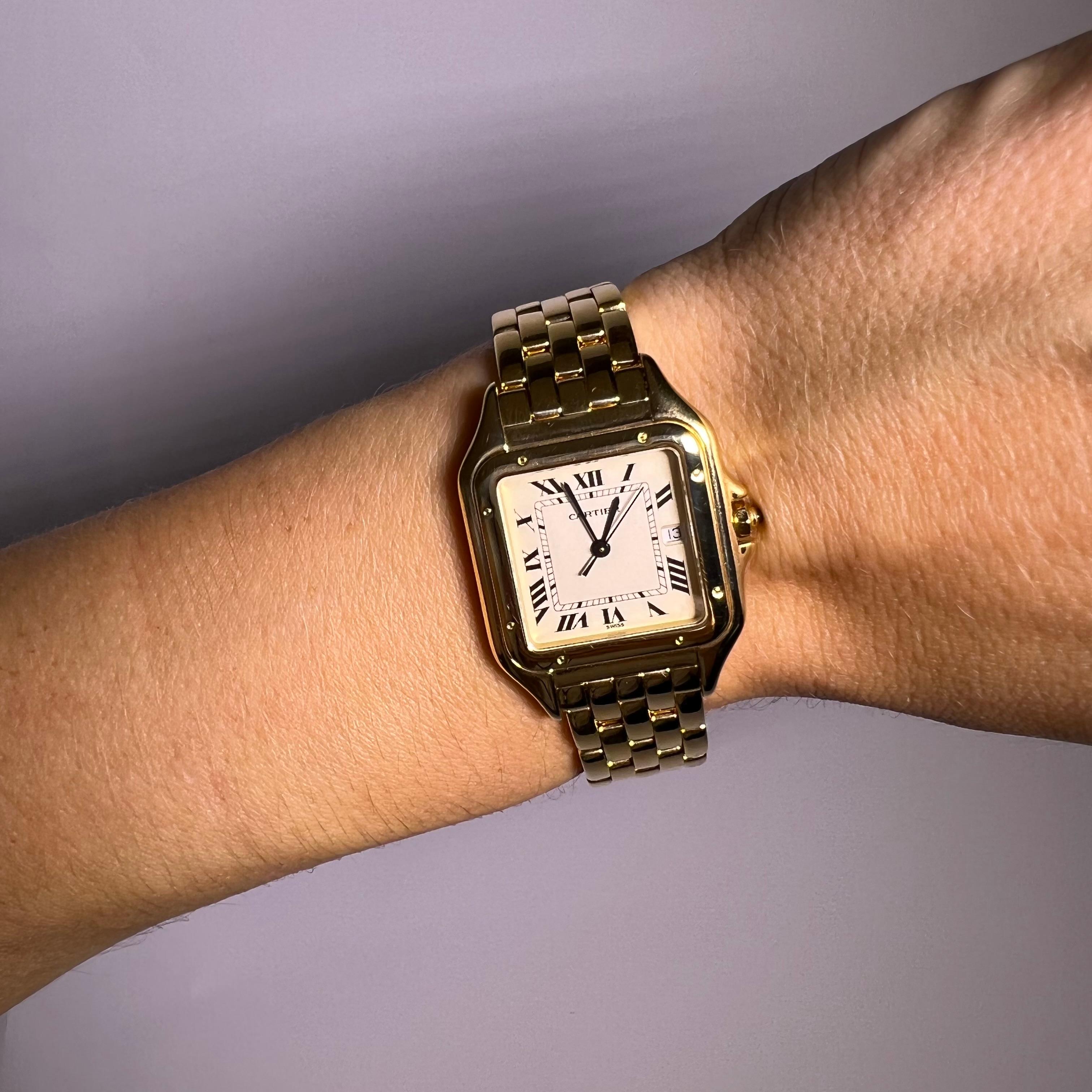 Große Cartier Panthère 18 Karat Gelbgold Uhr 4